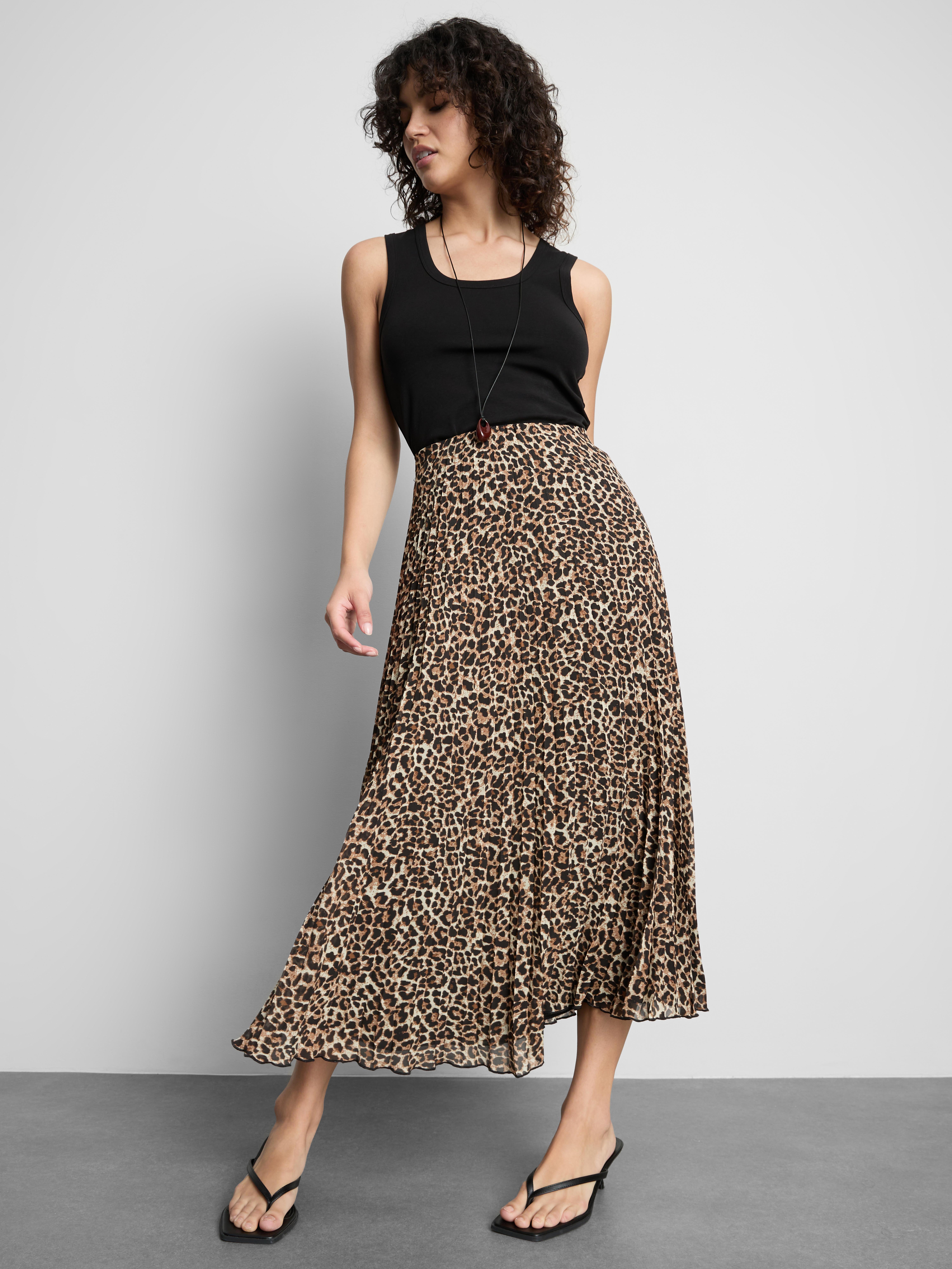 Pleated Chiffon Midi Skirt
