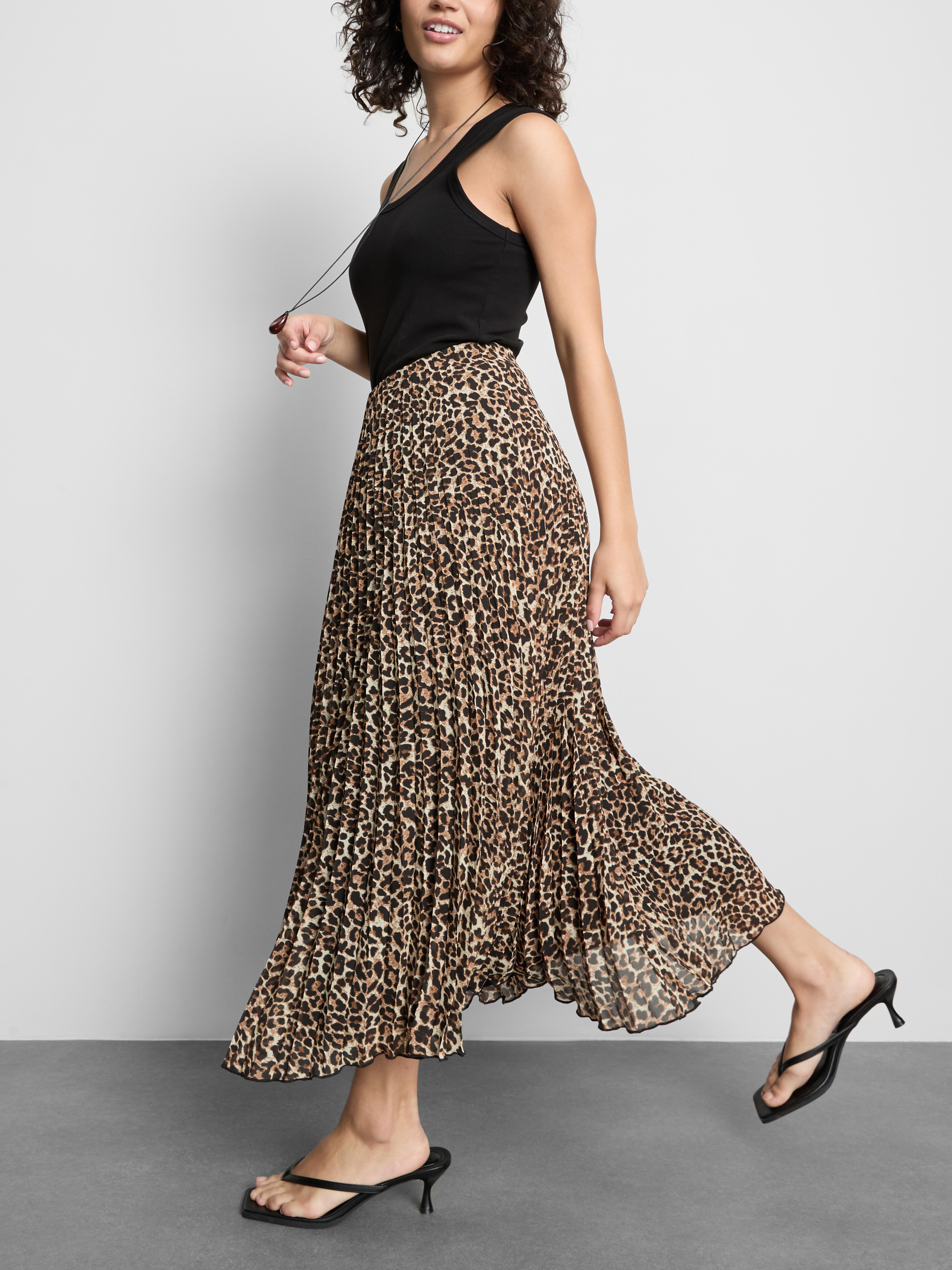 Pleated Chiffon Midi Skirt