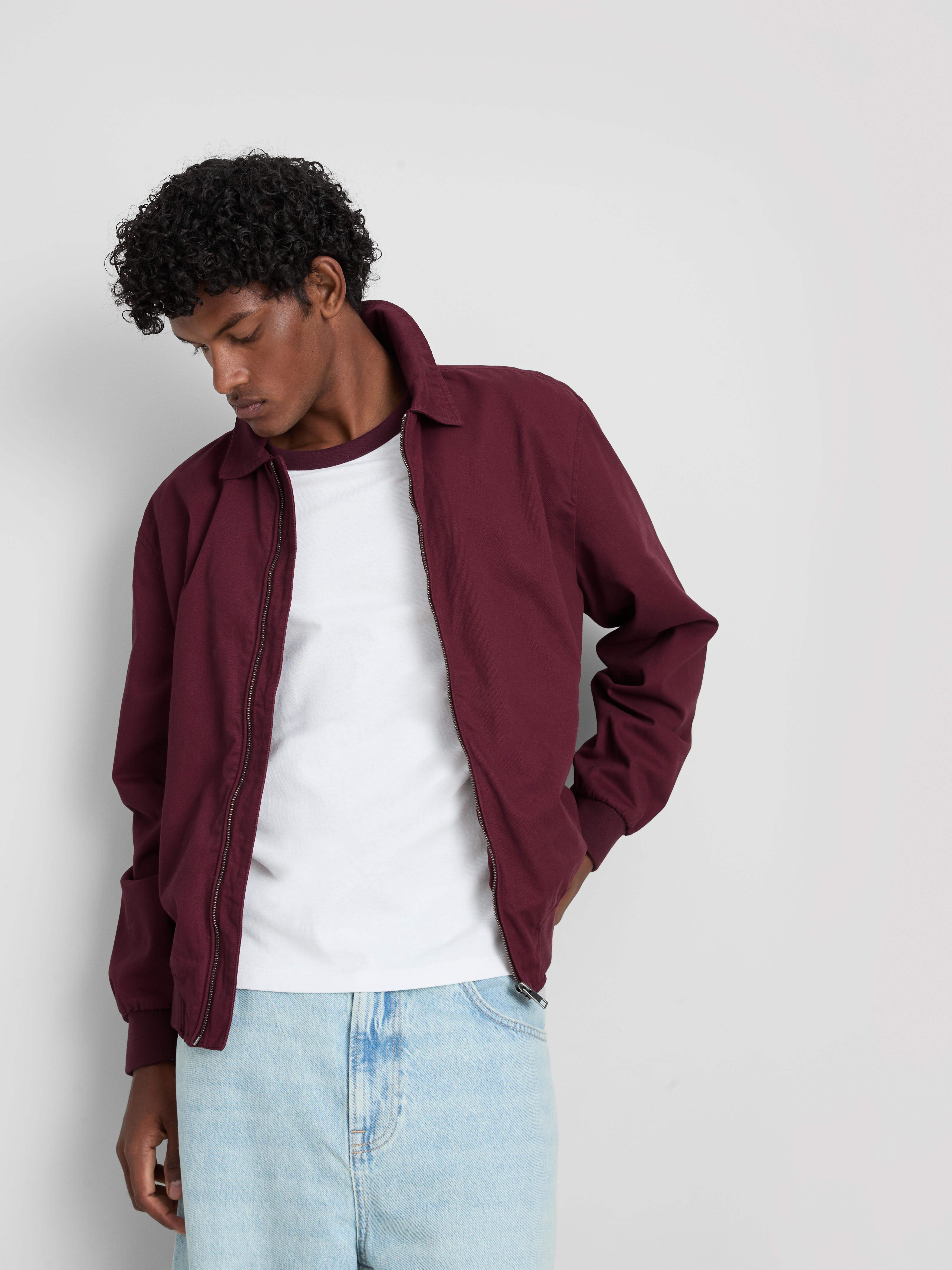 Collared Harrington Jacket Burgundy