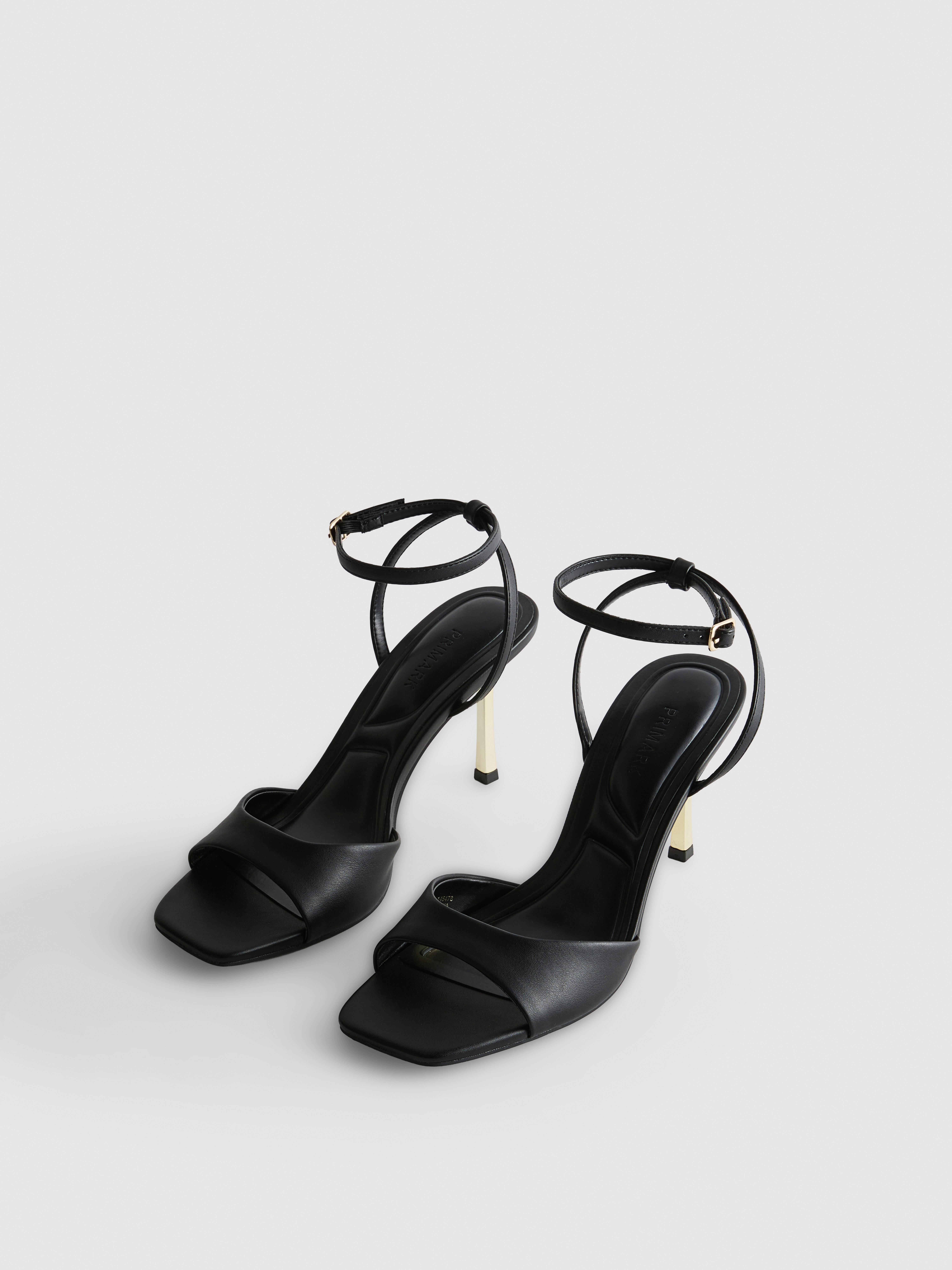 Faux Leather Gold Heel Stilettos