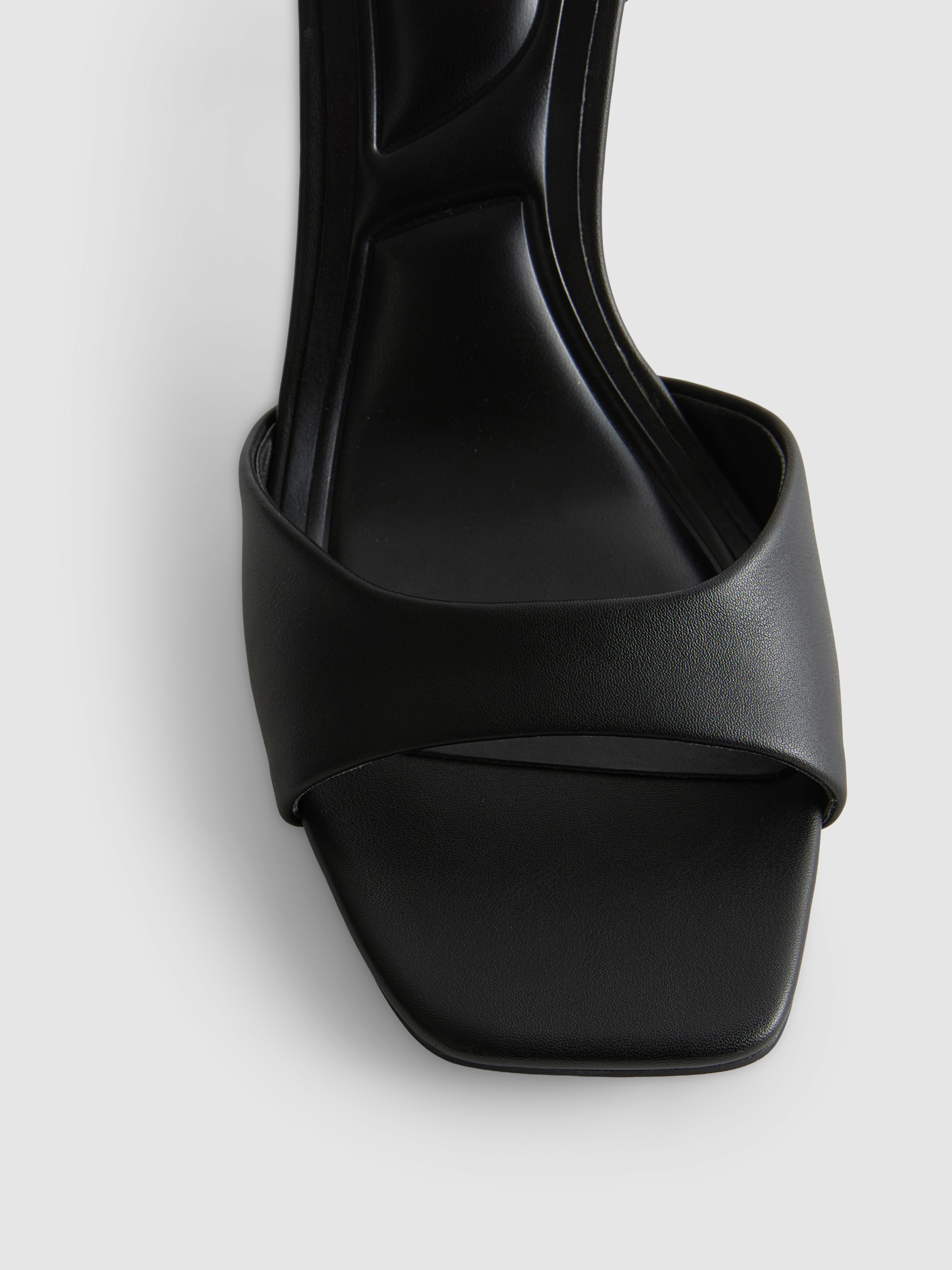 Faux Leather Gold Heel Stilettos