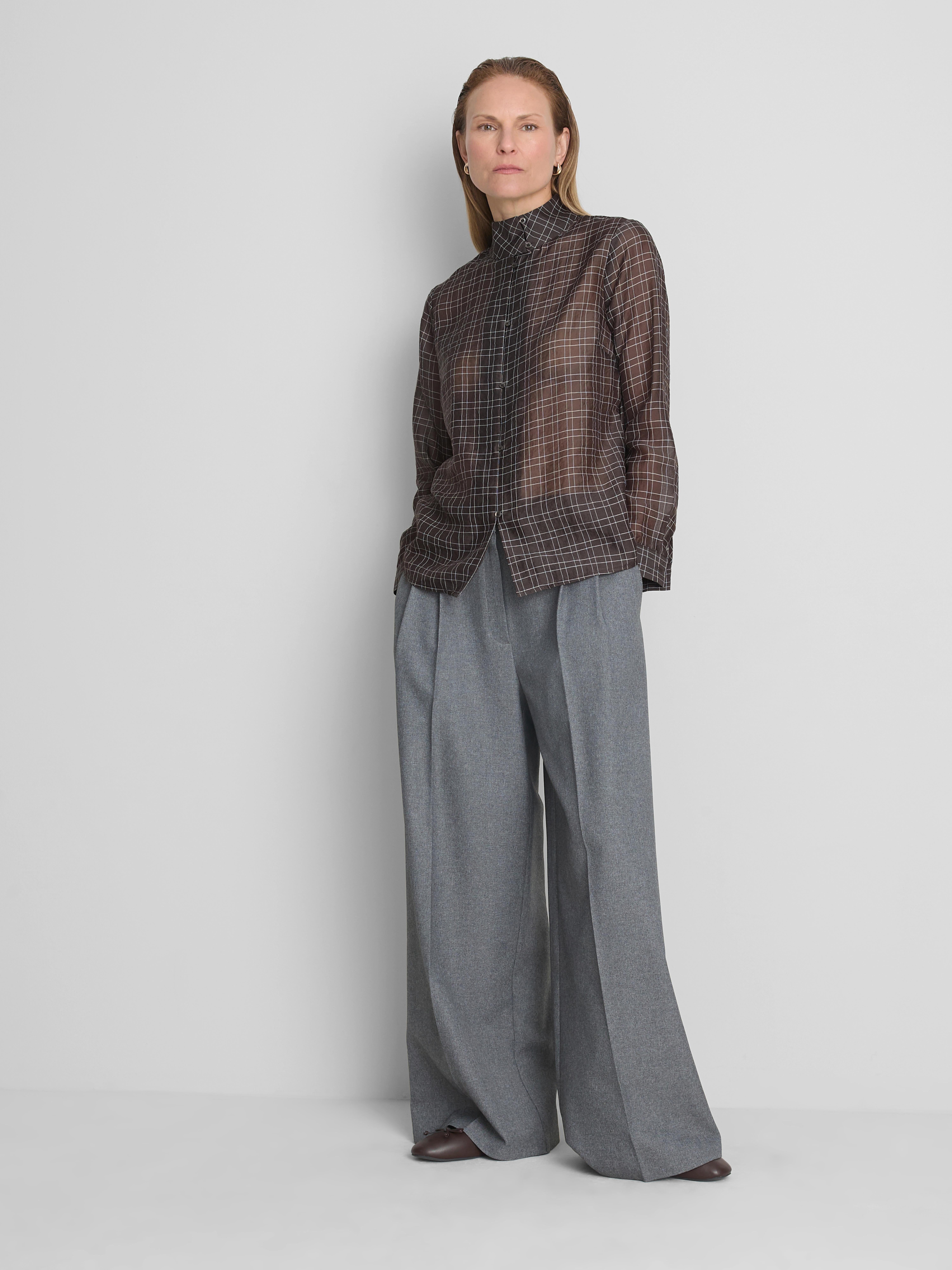 Semi-Sheer Check Blouse