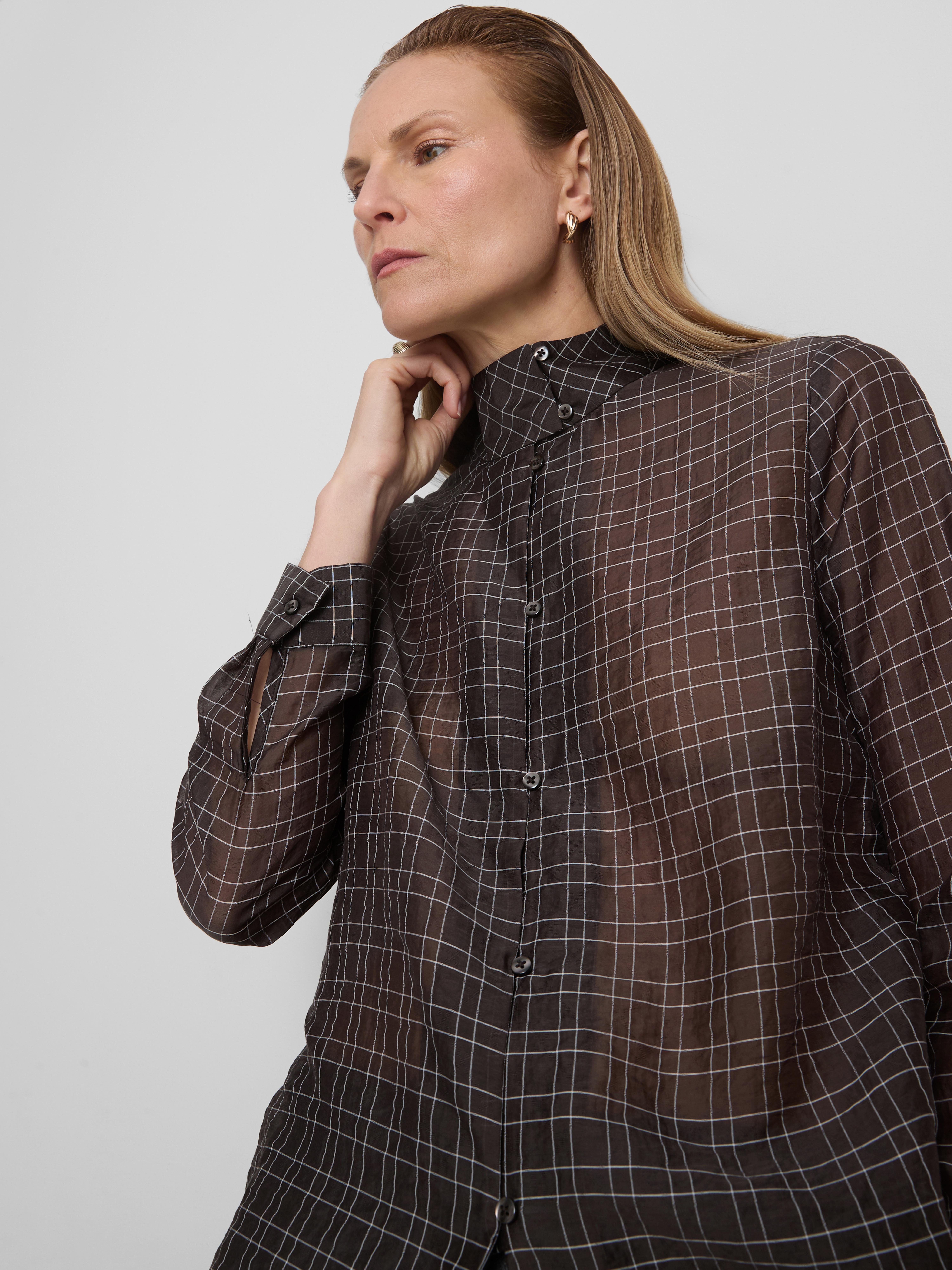 Semi-Sheer Check Blouse