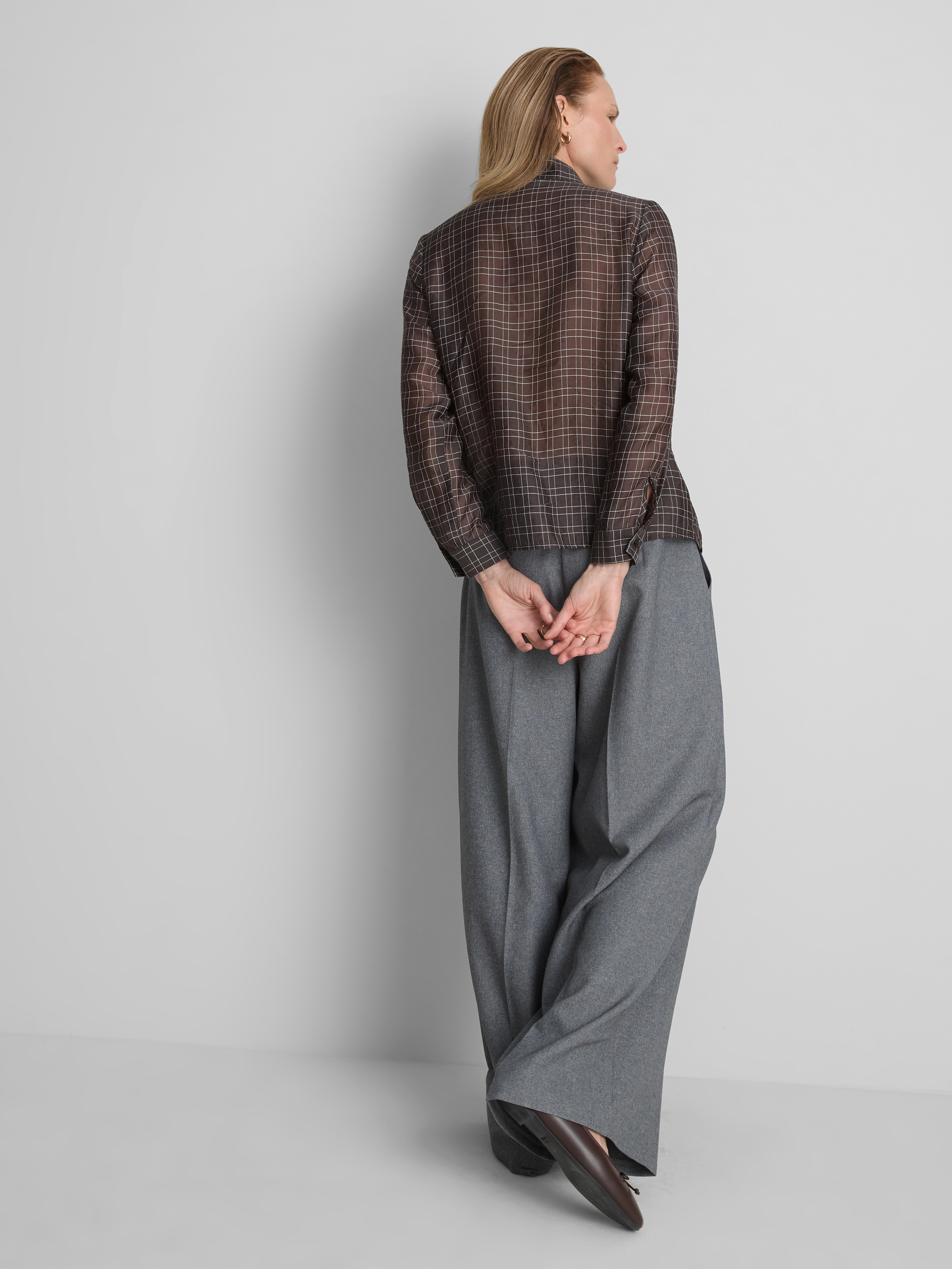 Semi-Sheer Check Blouse