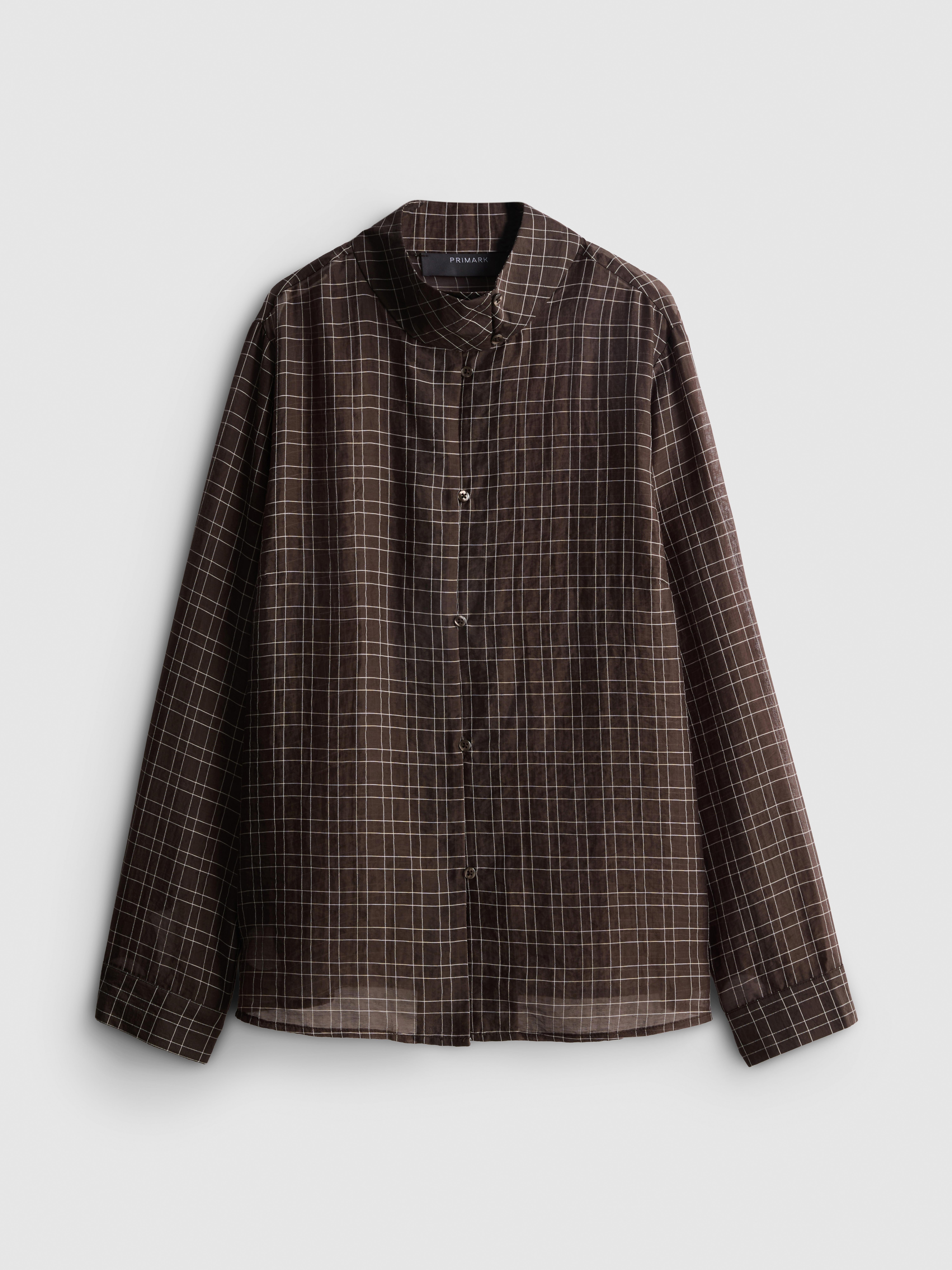 Semi-Sheer Check Blouse