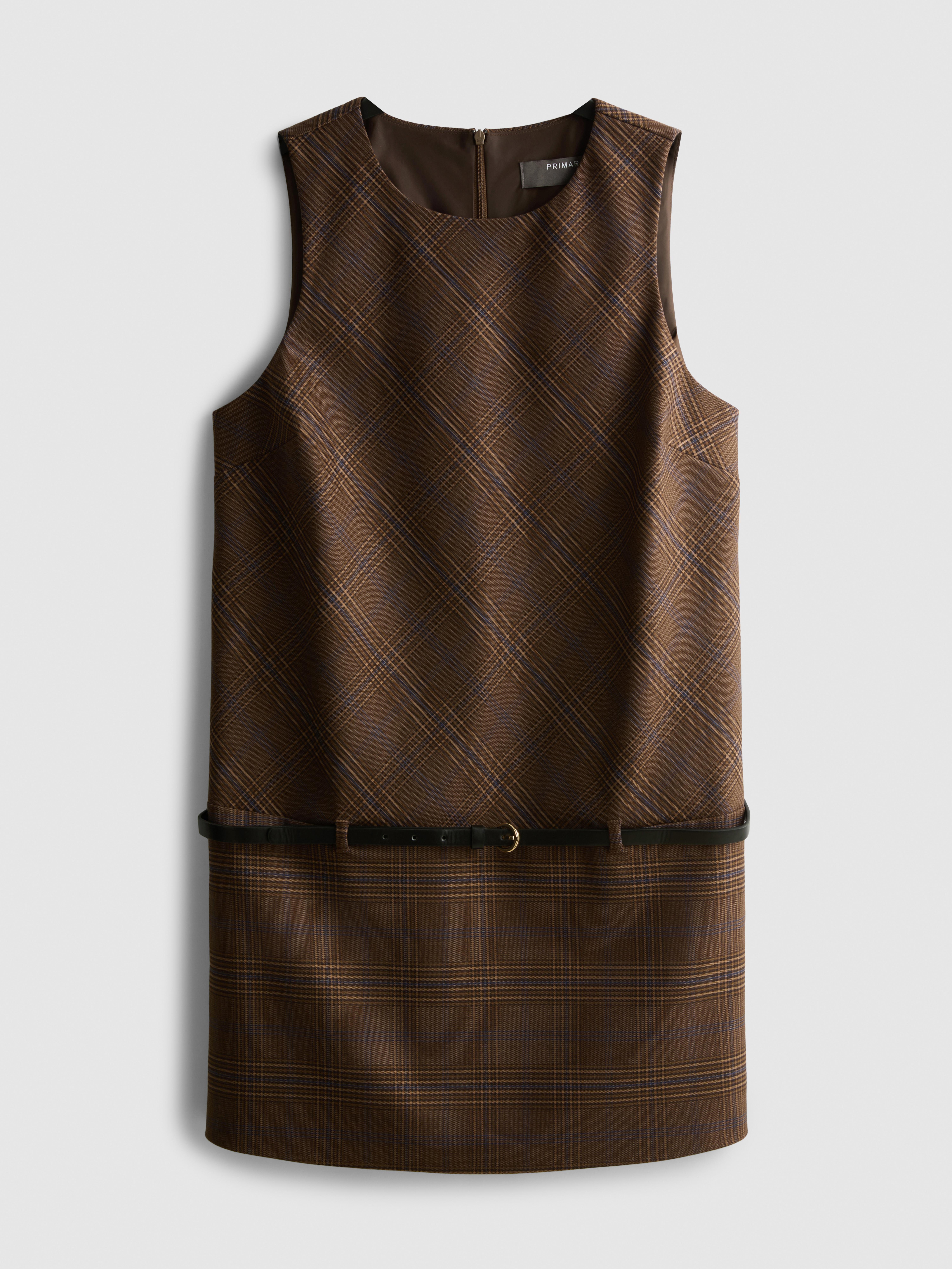 Vestido mini direito cinto