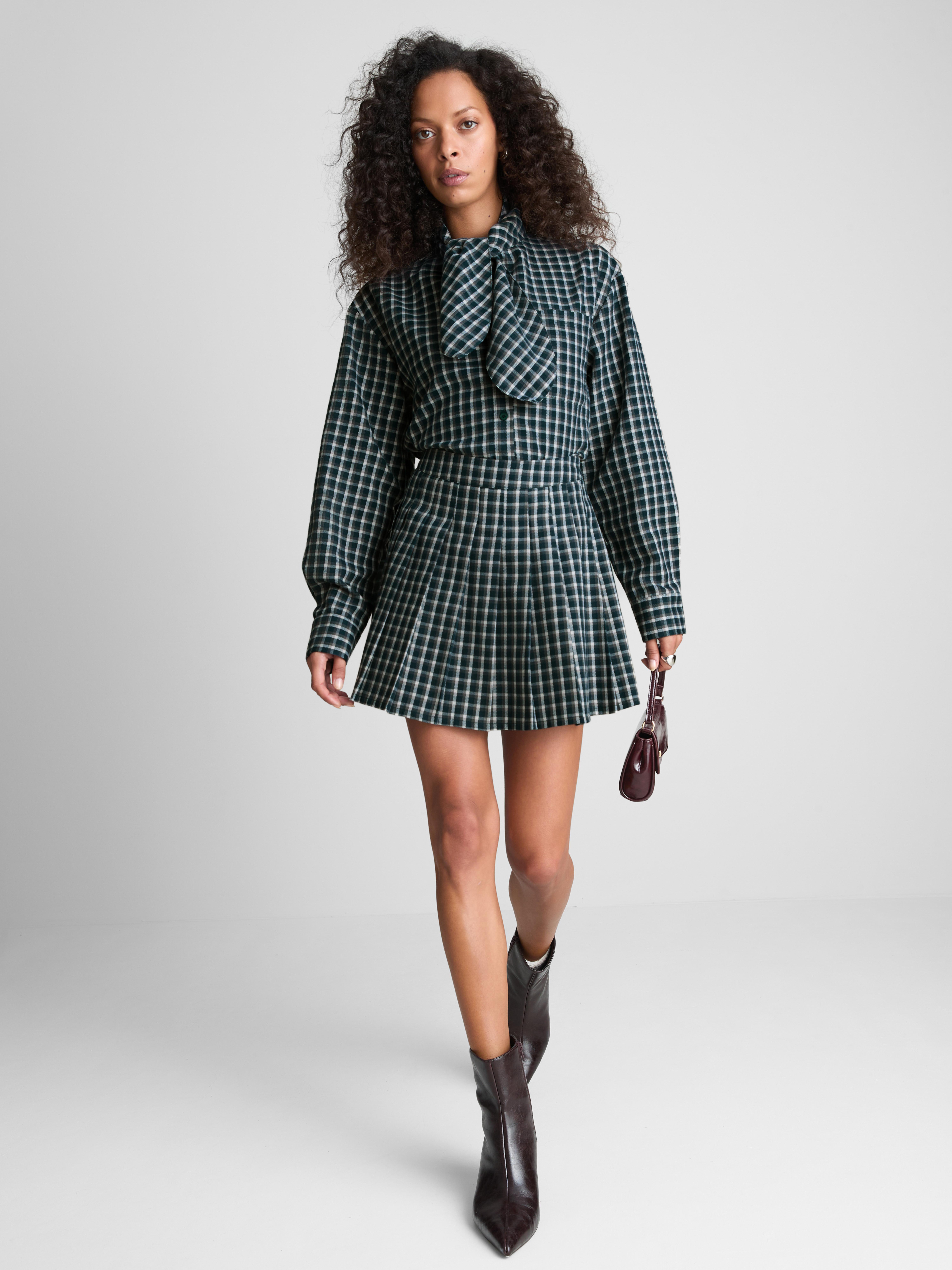 Paula Echevarría Pleated Check Mini Skirt