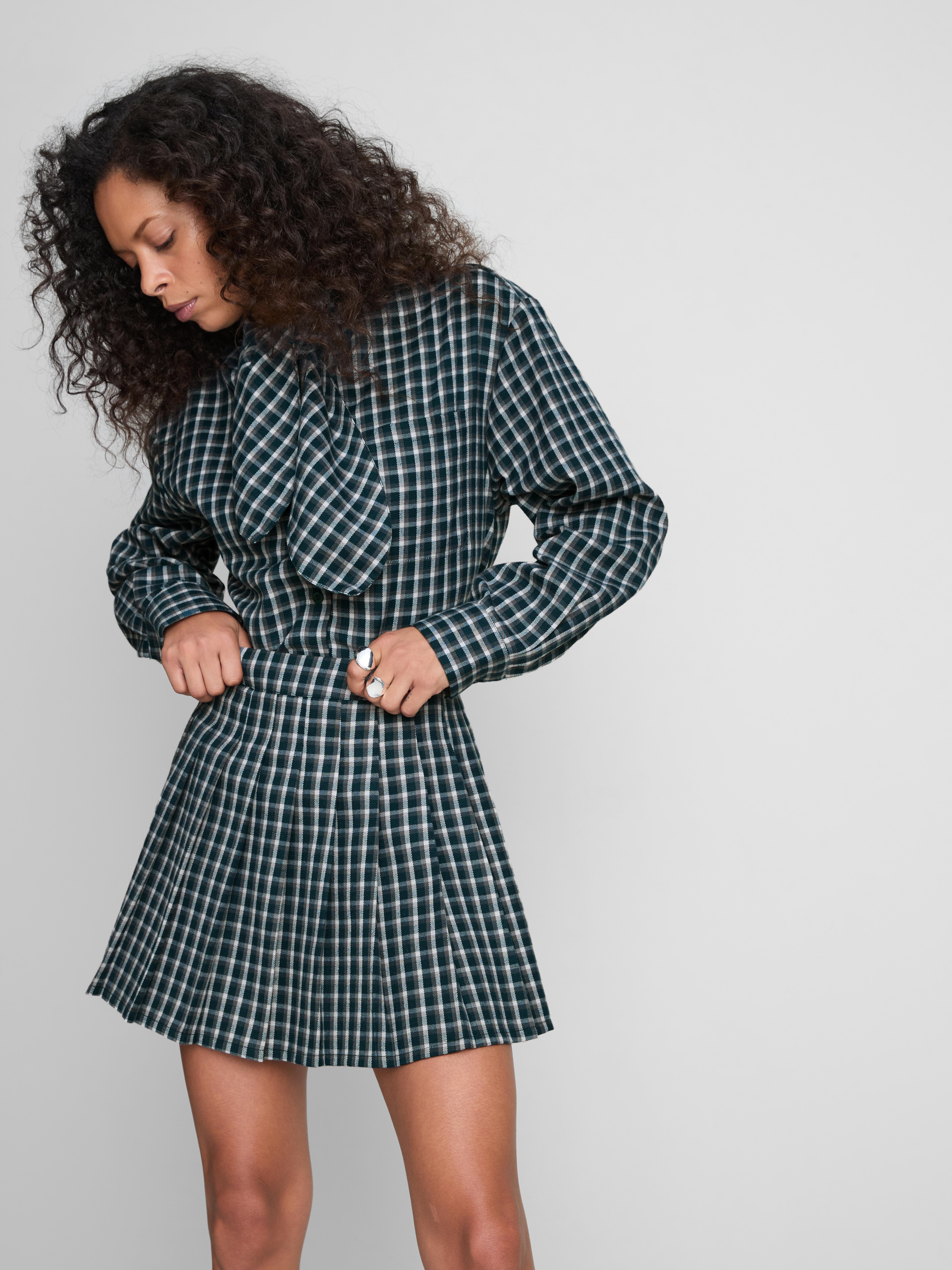 Paula Echevarría Pleated Check Mini Skirt