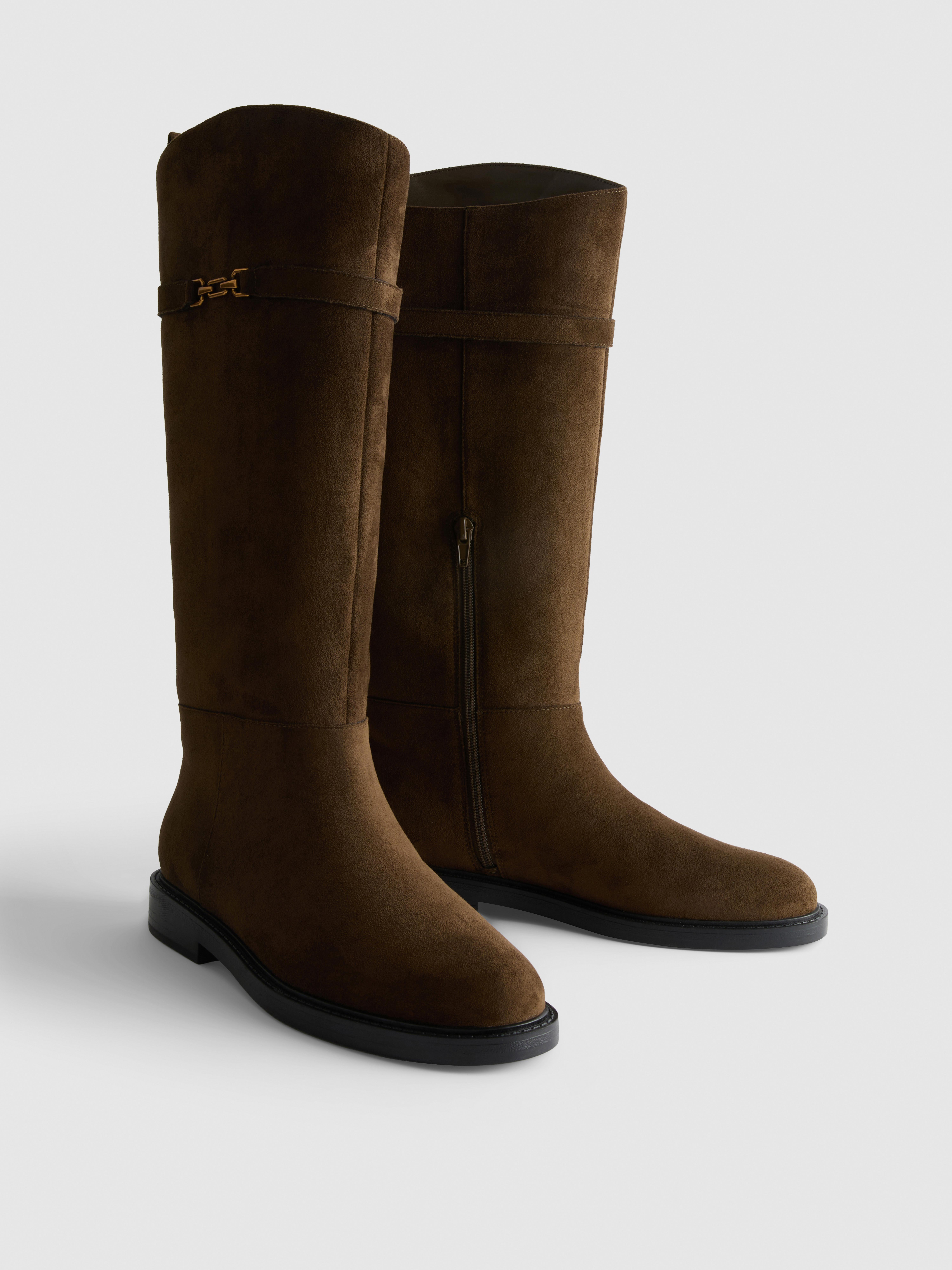 Faux Suede Knee-High Riding Boots