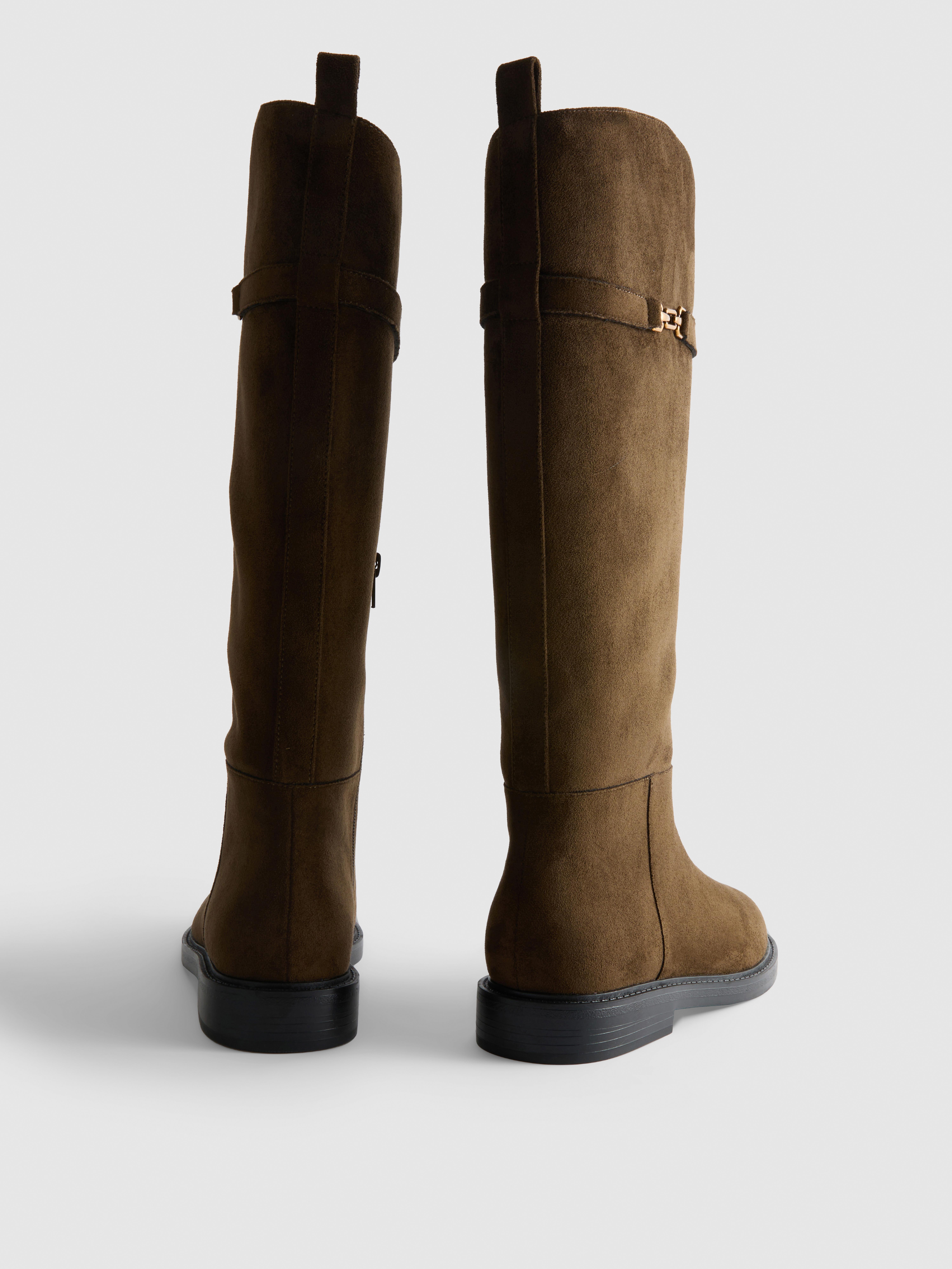Faux Suede Knee-High Riding Boots