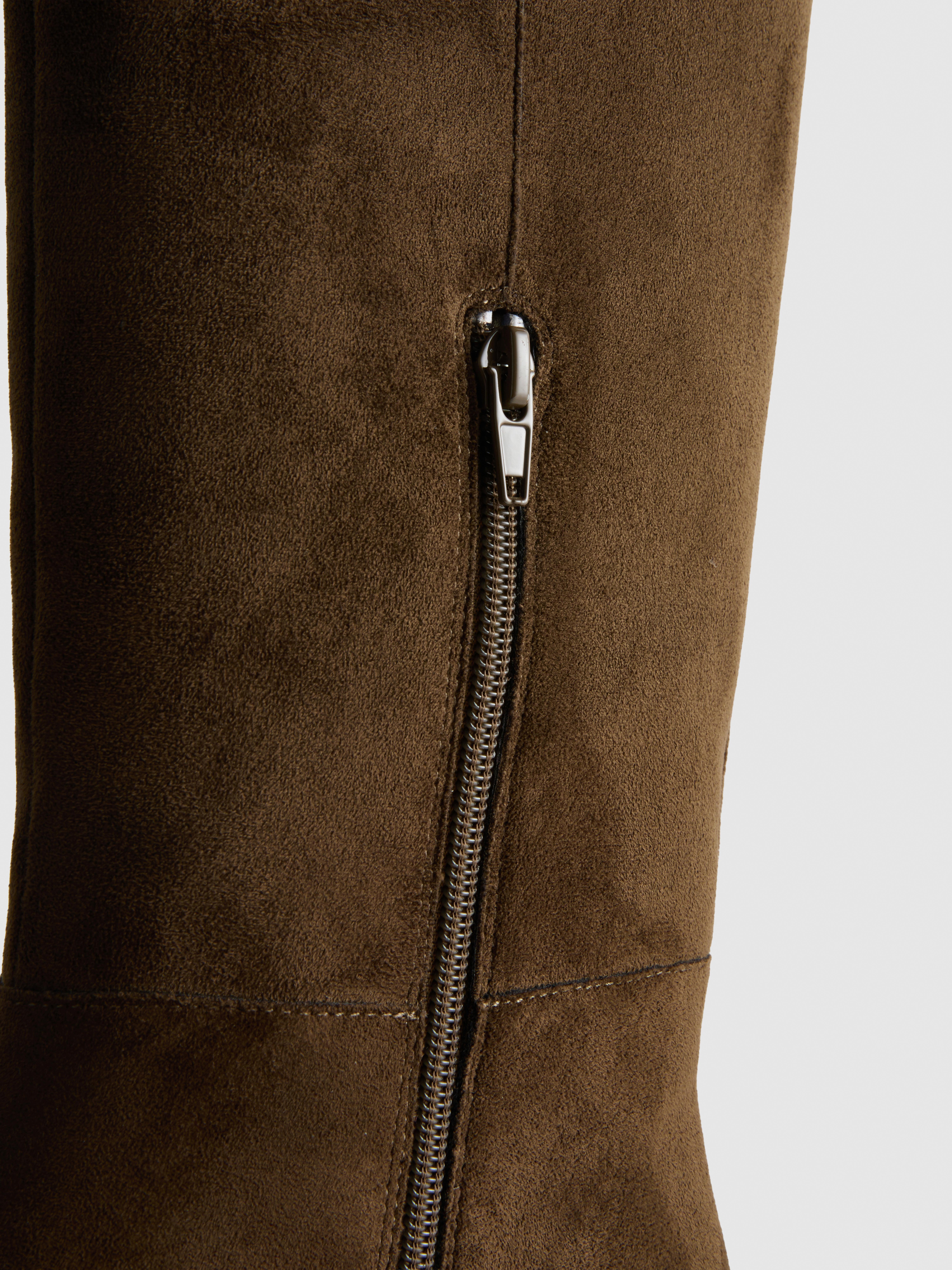 Faux Suede Knee-High Riding Boots