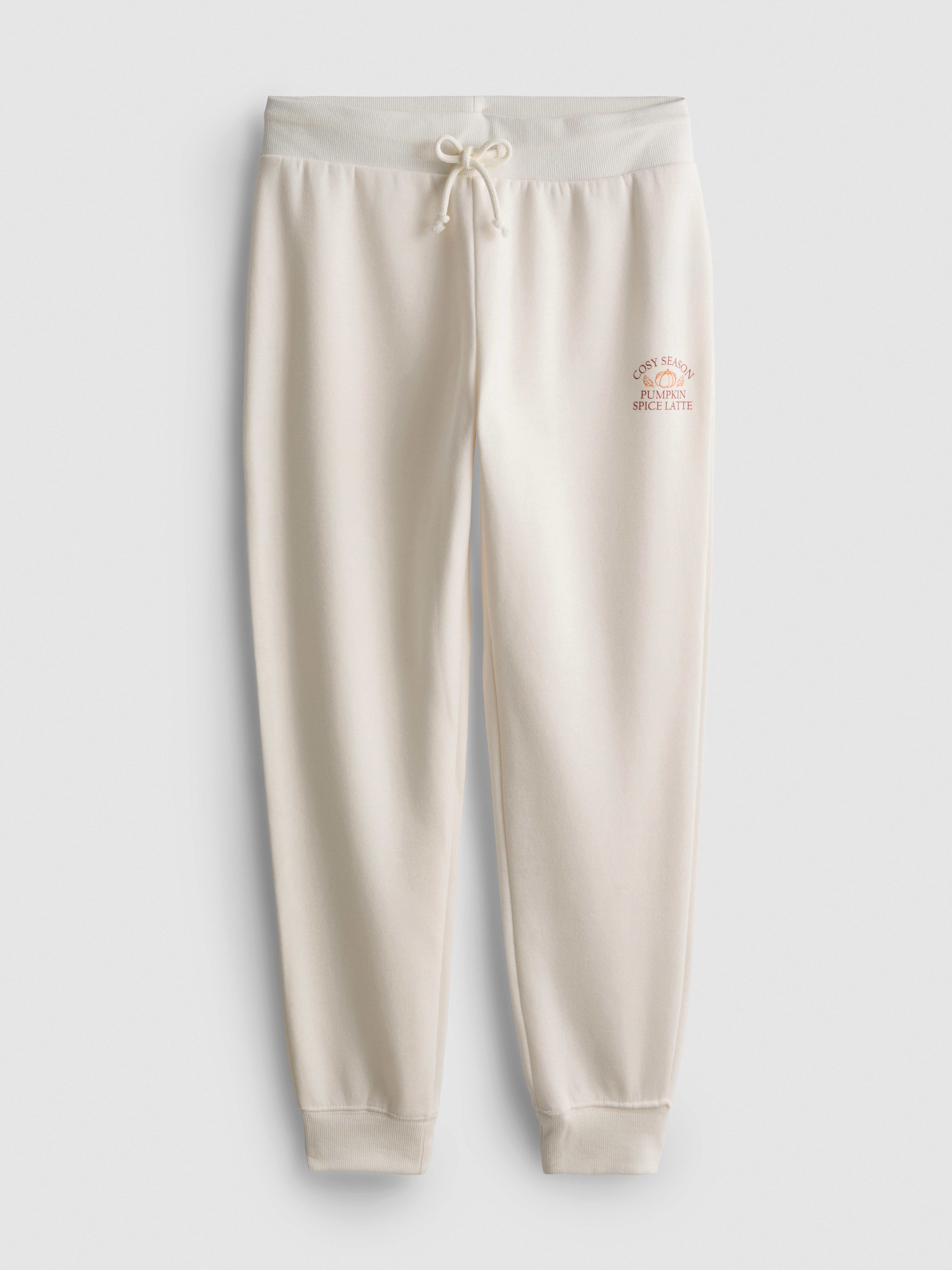 Cotton Blend Printed Skinny Joggers Ivory