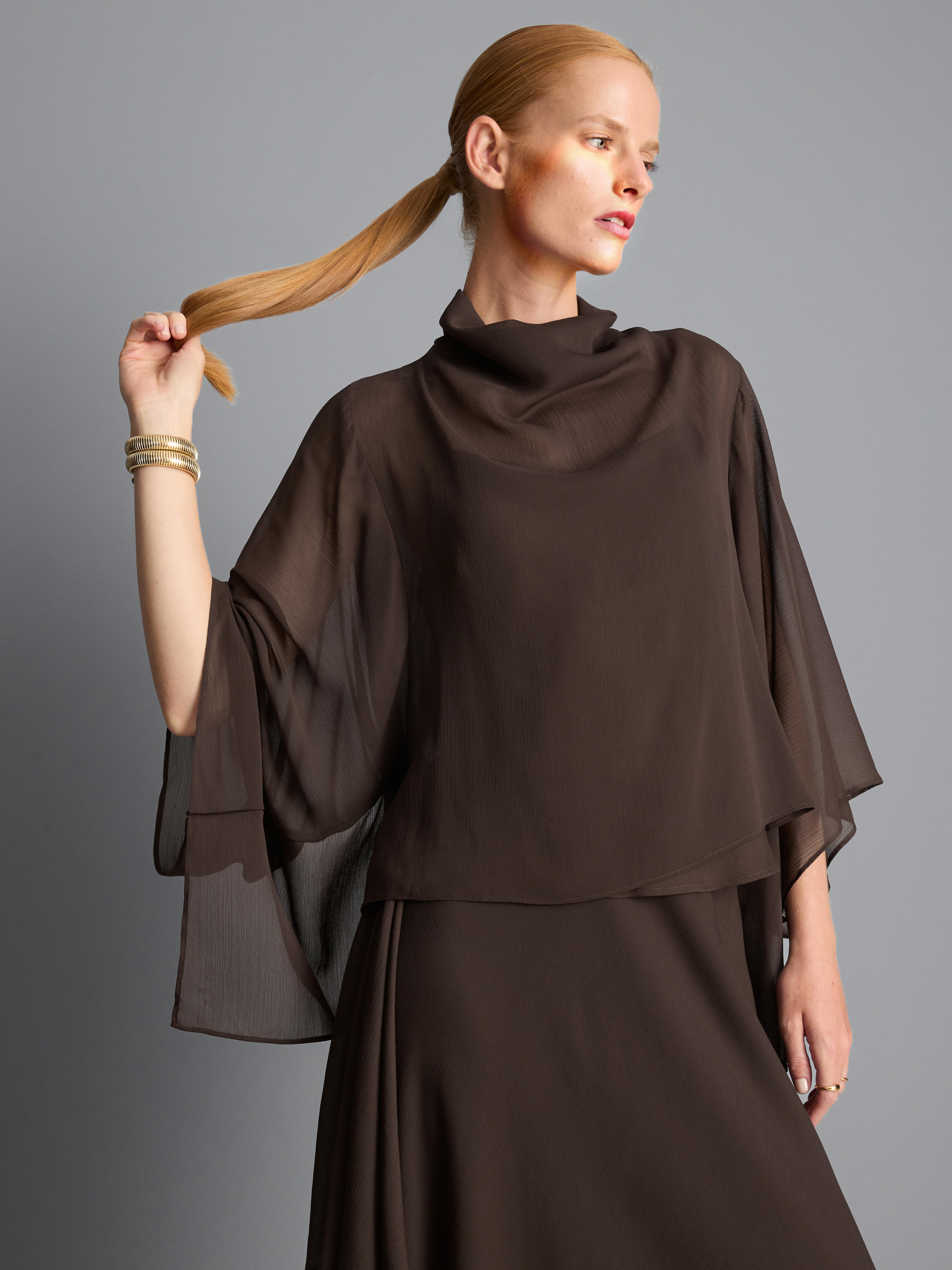 High Neck Cape Blouse