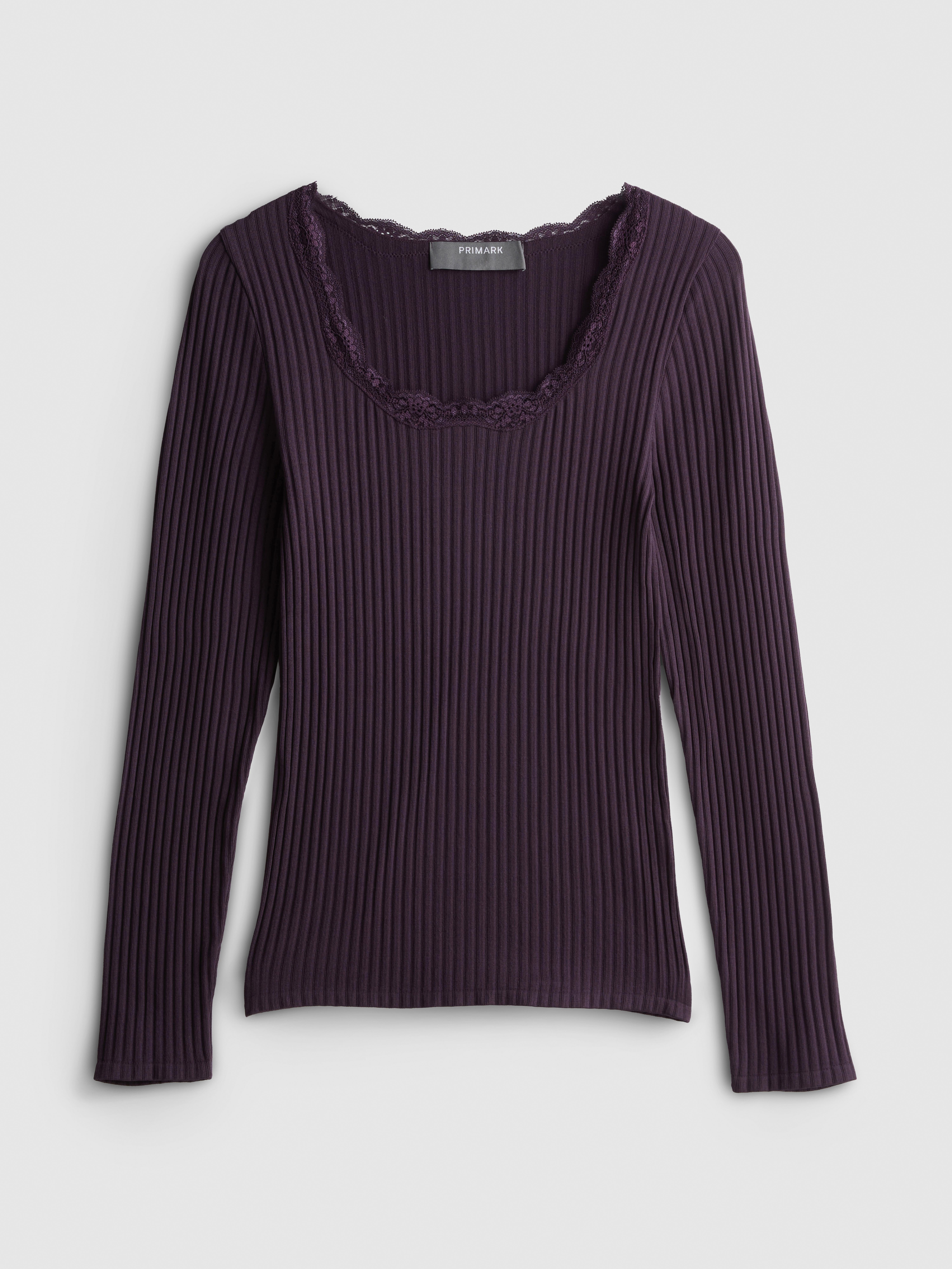 Ribbed Long-Sleeve Squareneck Top