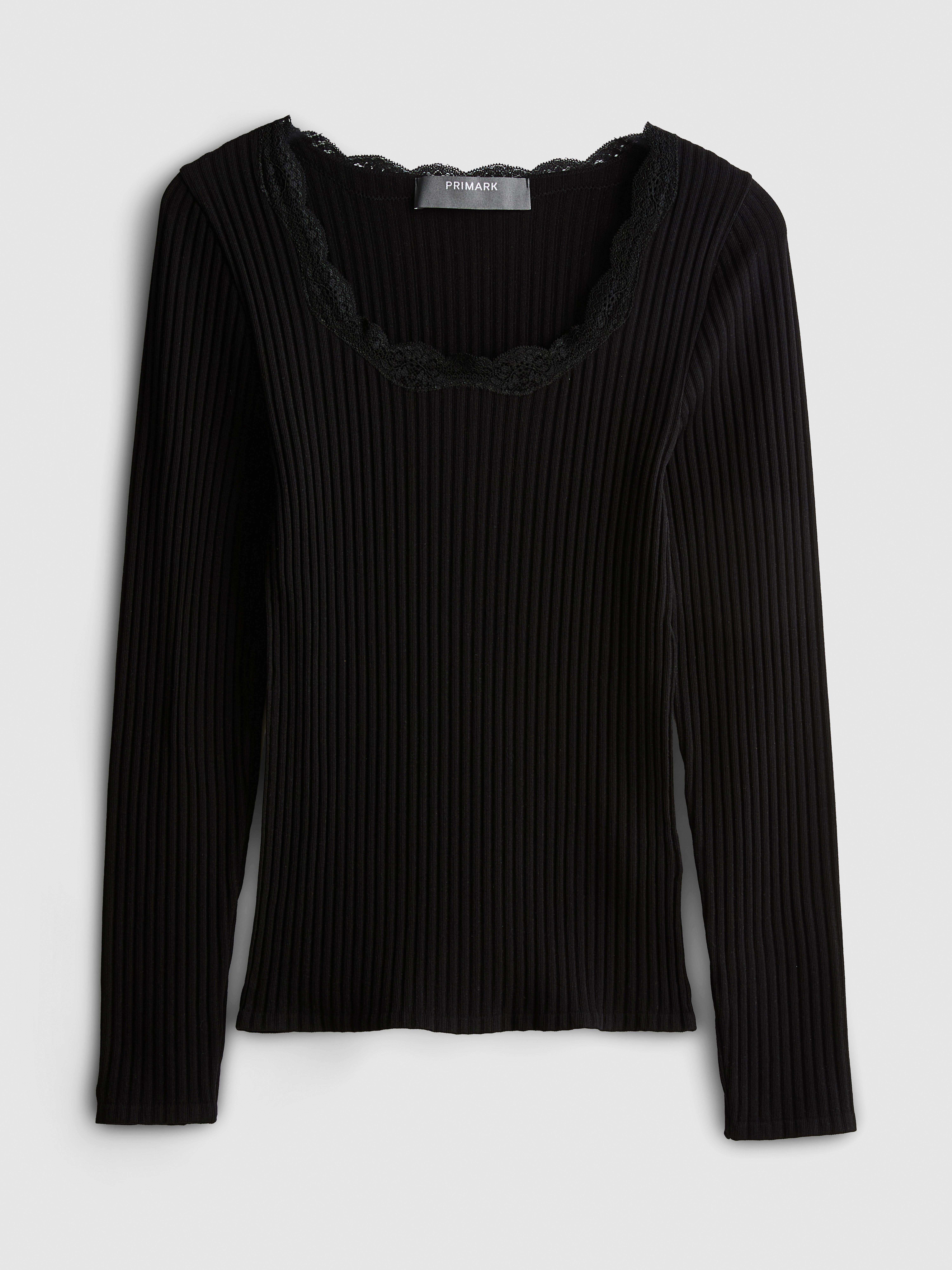 Ribbed Long-Sleeve Squareneck Top