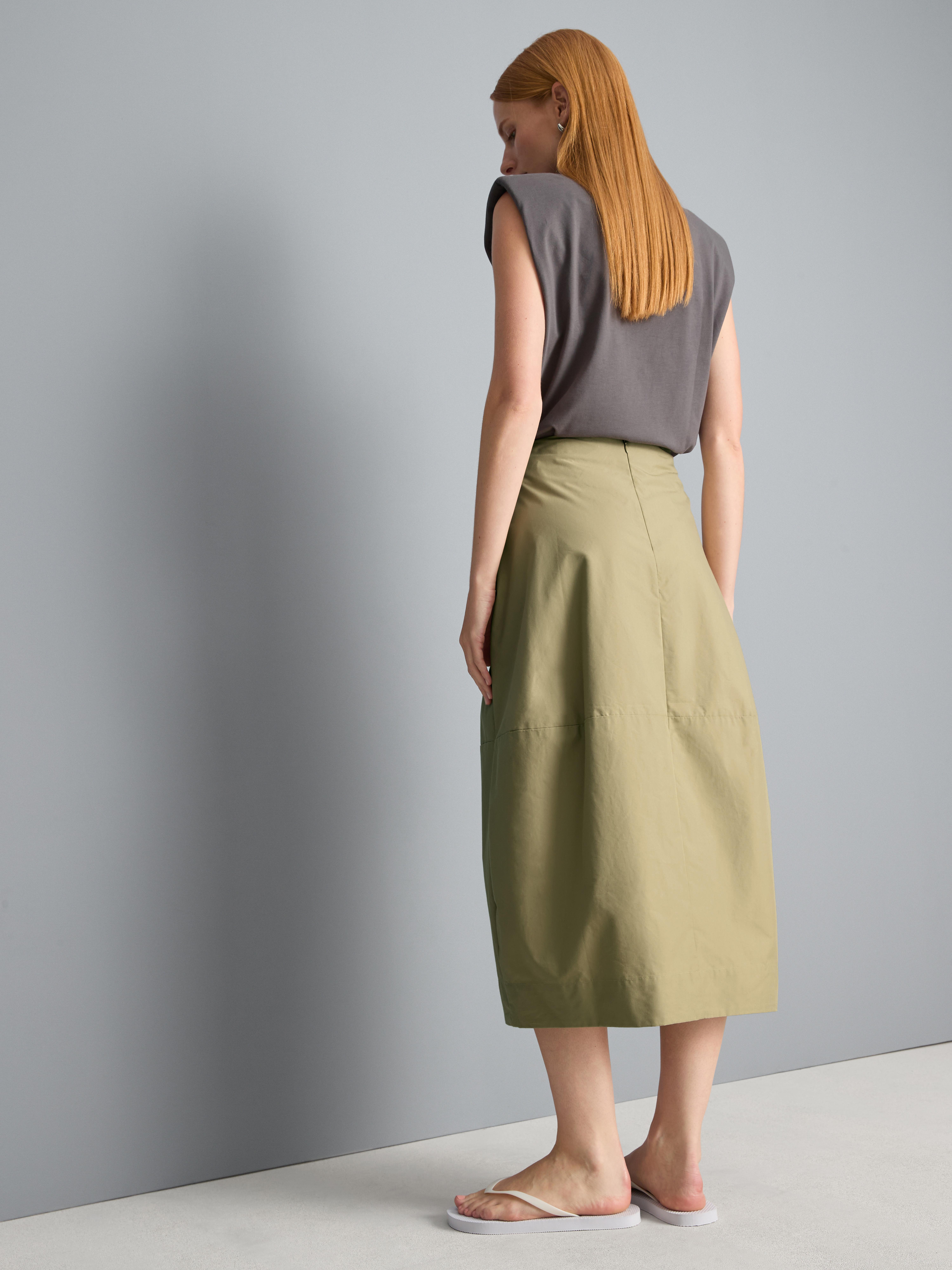 Jupe mi-longue barrel en coton majoritaire