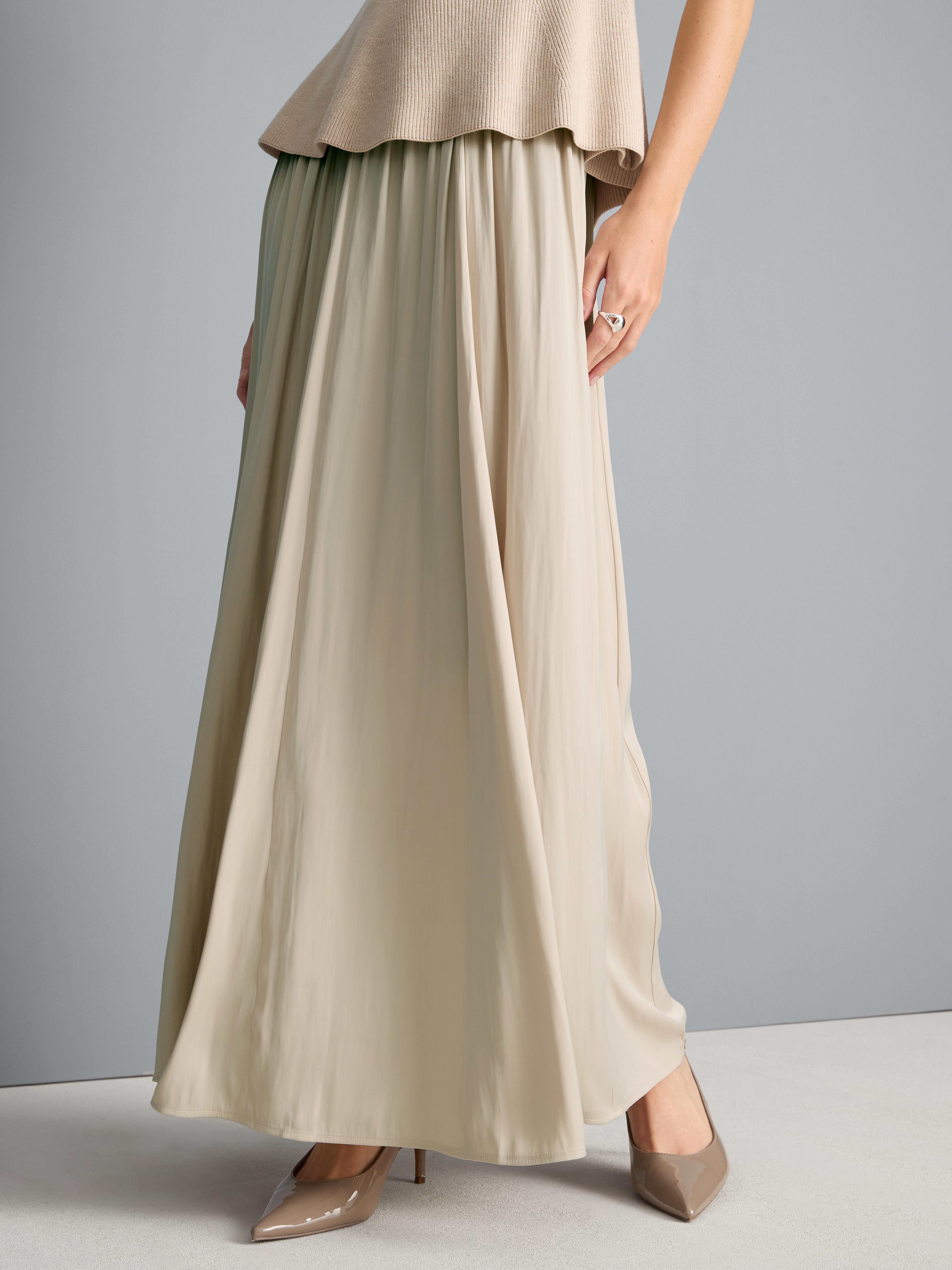 Draped A-Line Maxi Skirt
