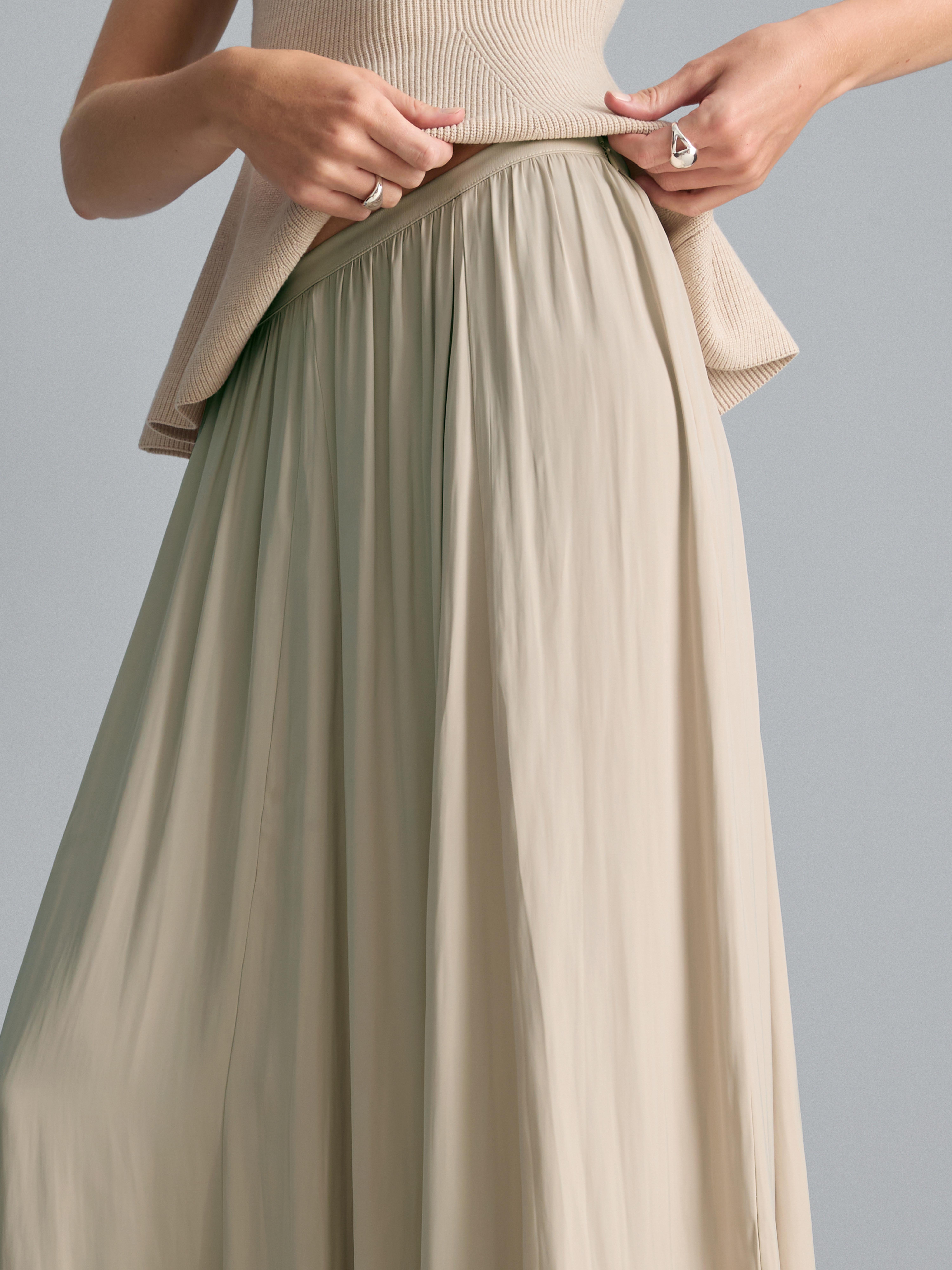 Draped A-Line Maxi Skirt