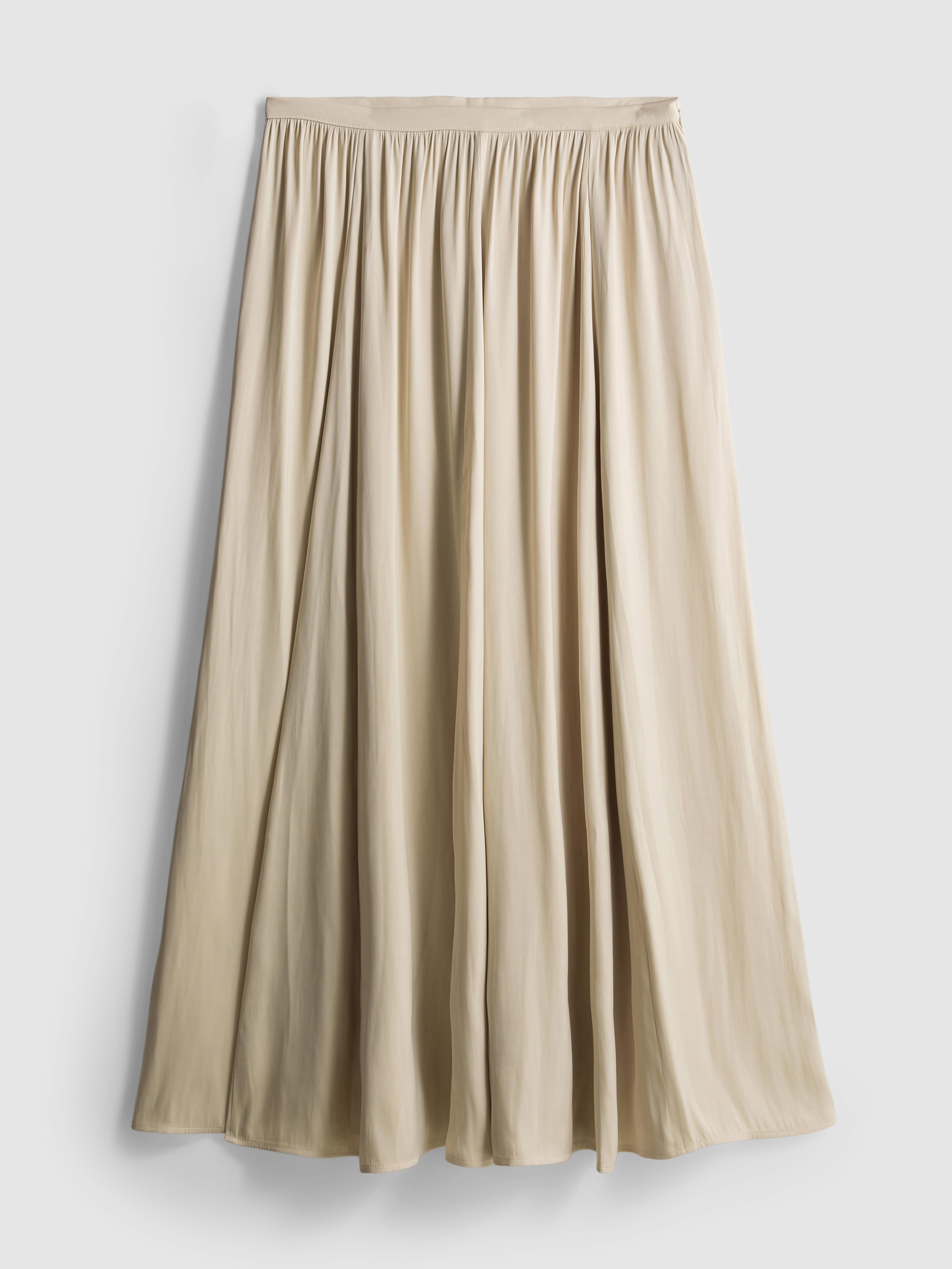 Draped A-Line Maxi Skirt