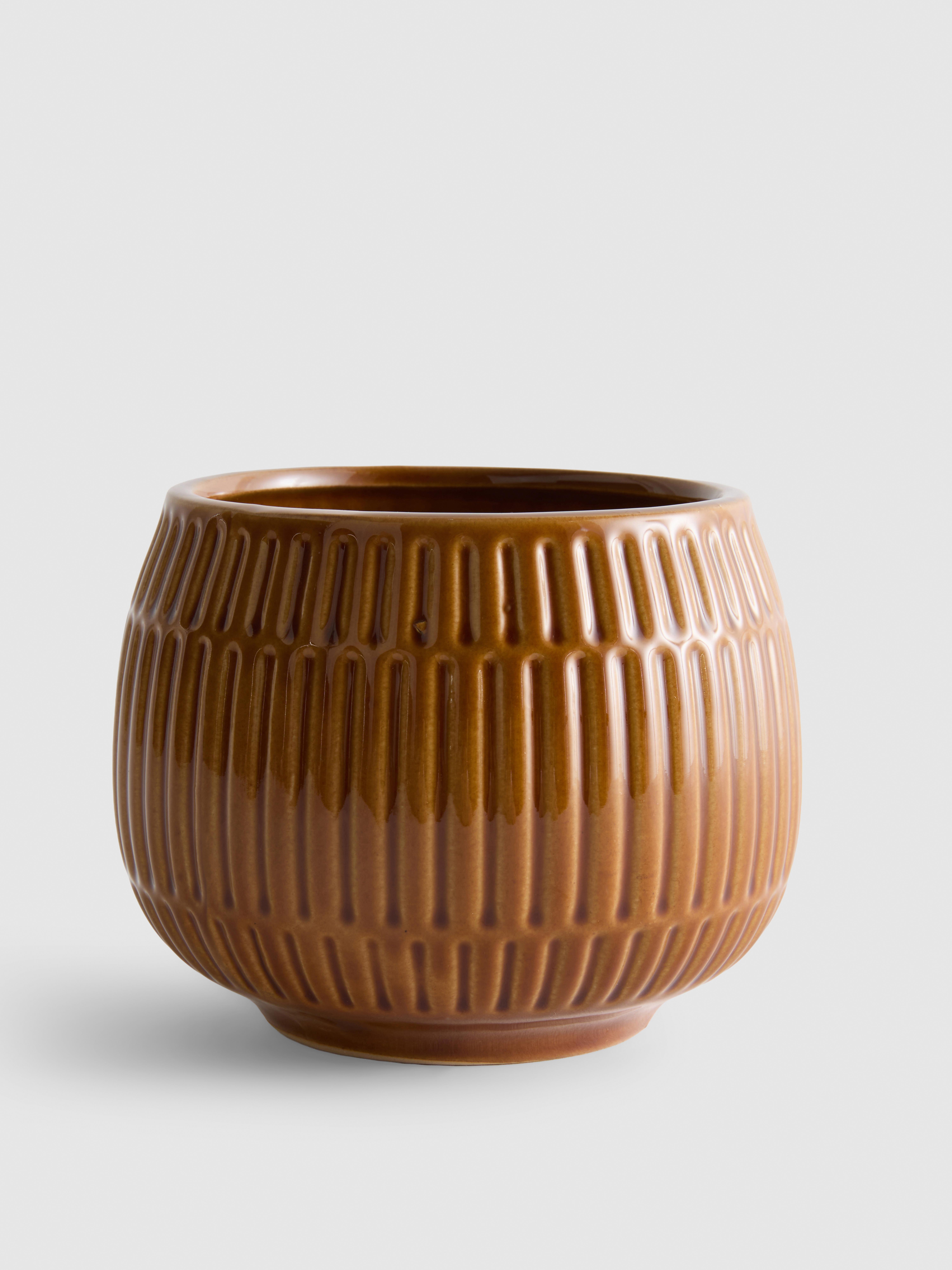 Geribbelde keramische plantenpot