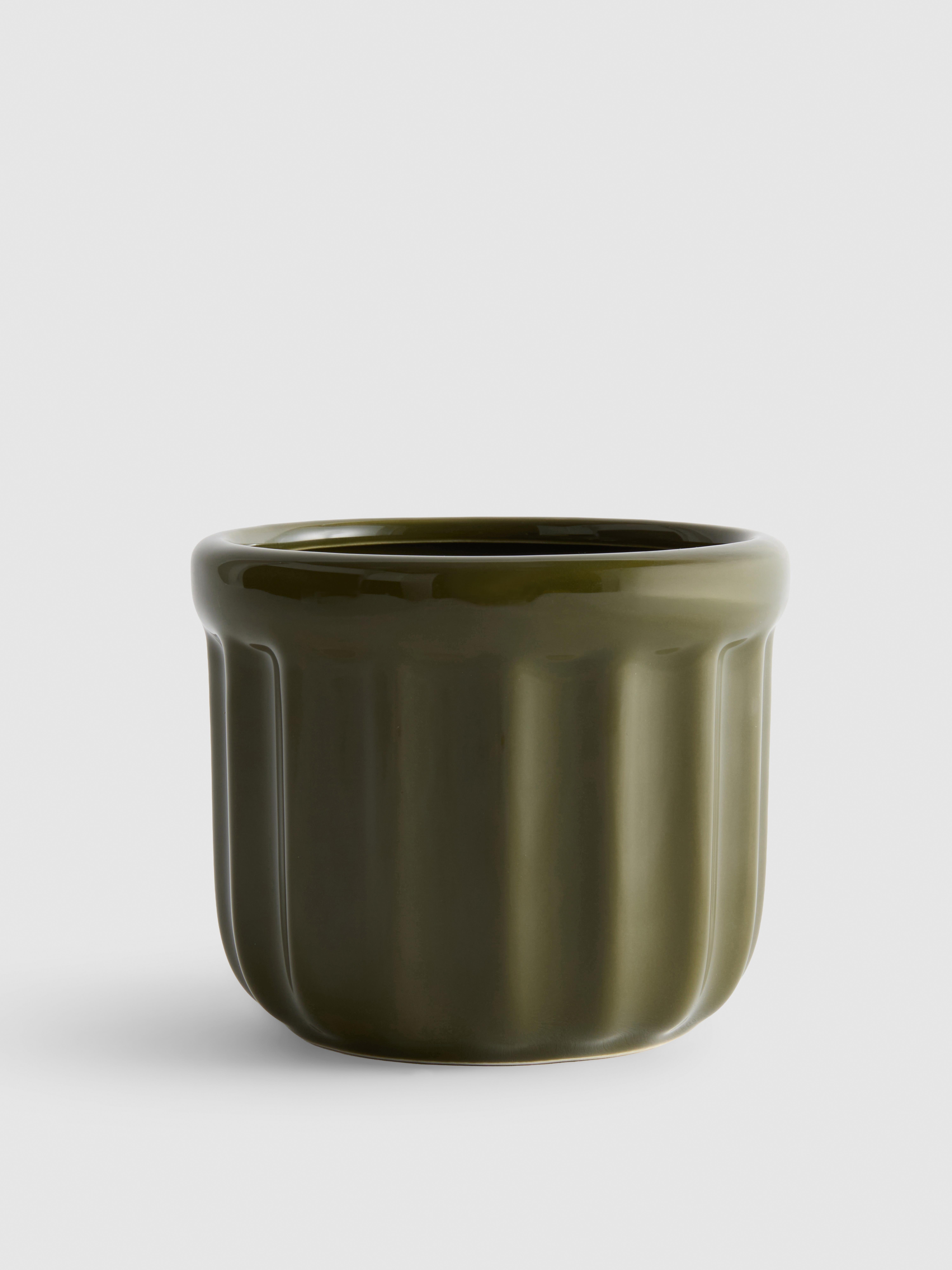 Geribbelde keramische plantenpot