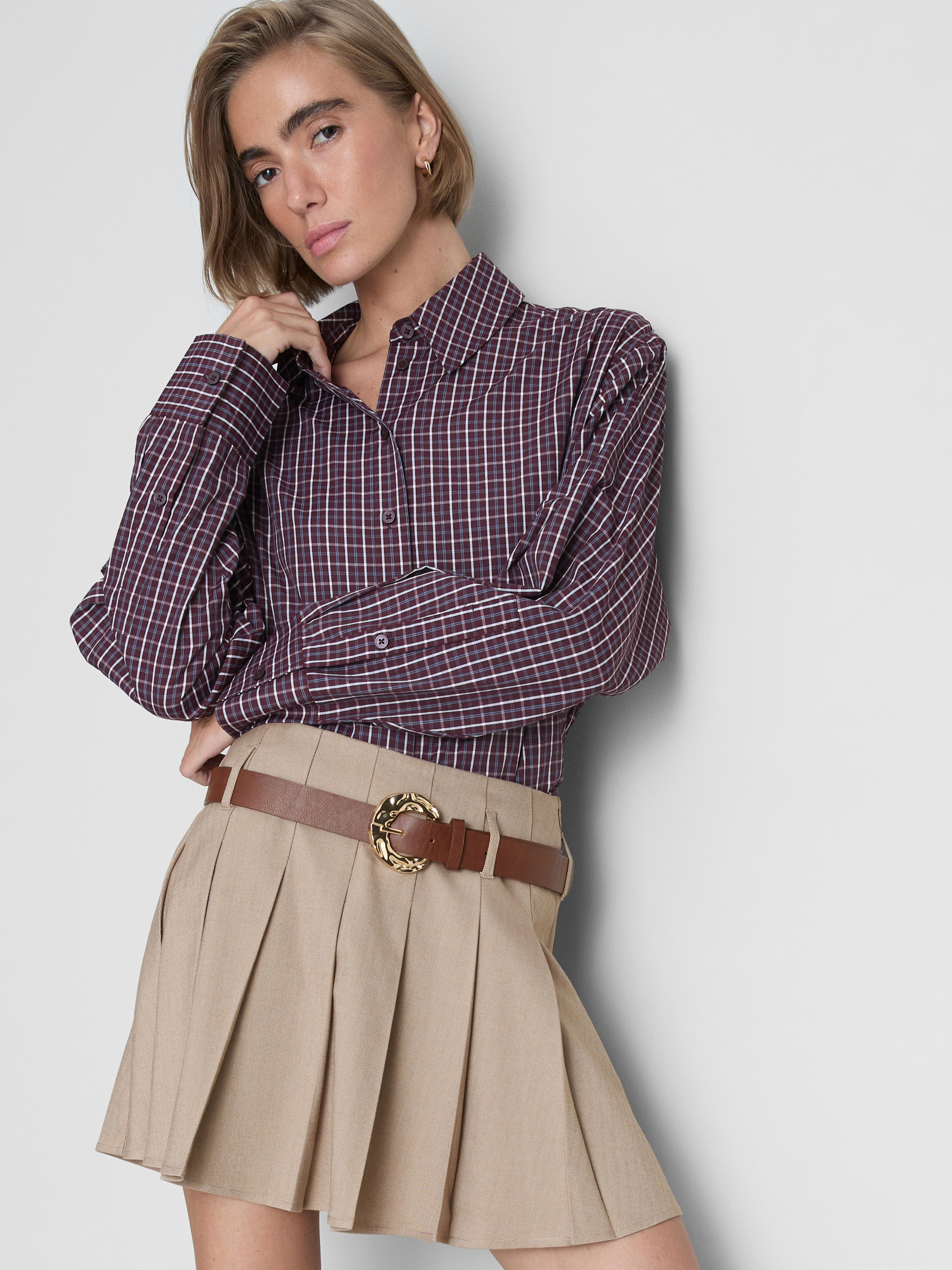 Pleated Belted Mini Skirt