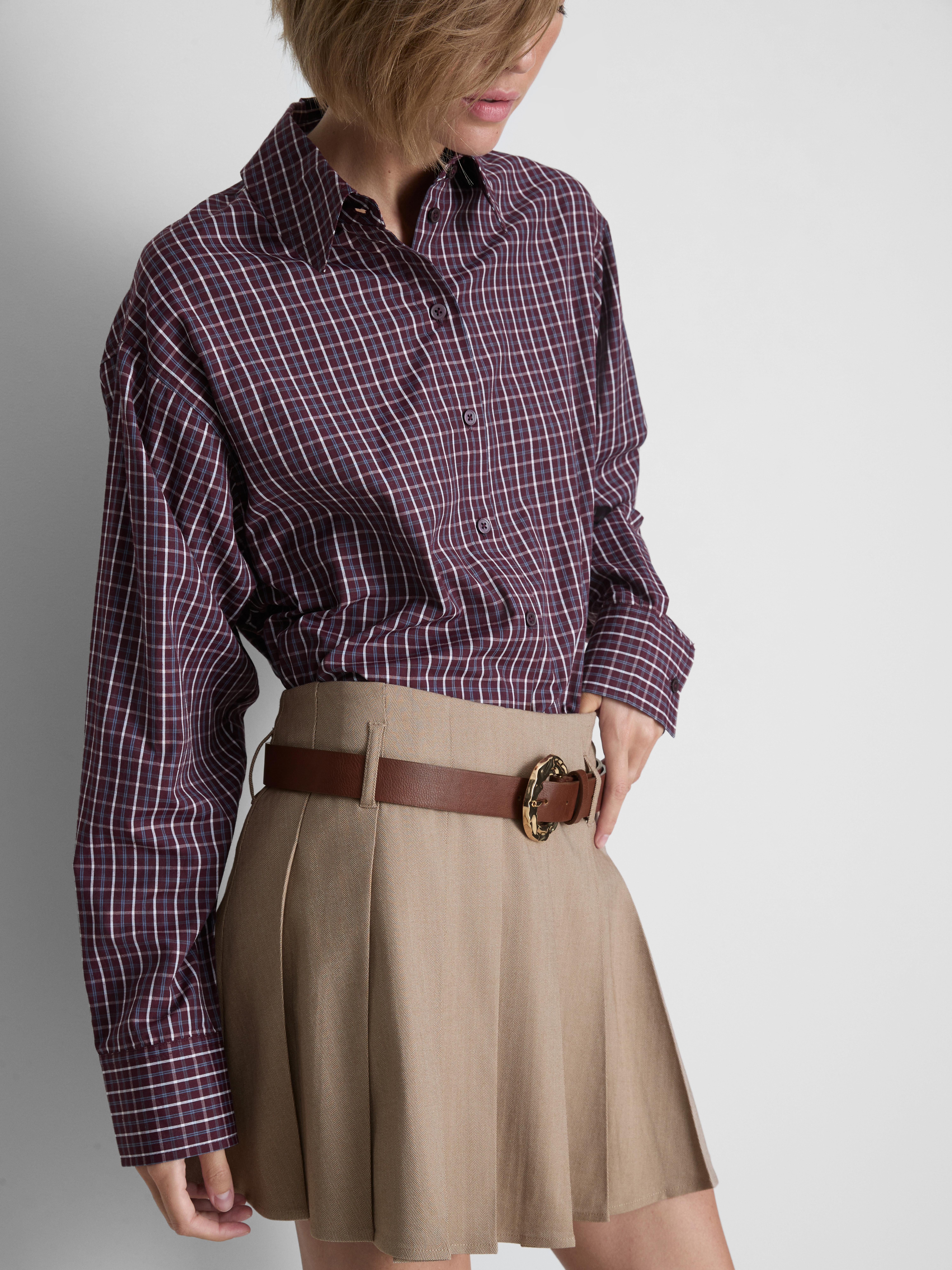 Pleated Belted Mini Skirt