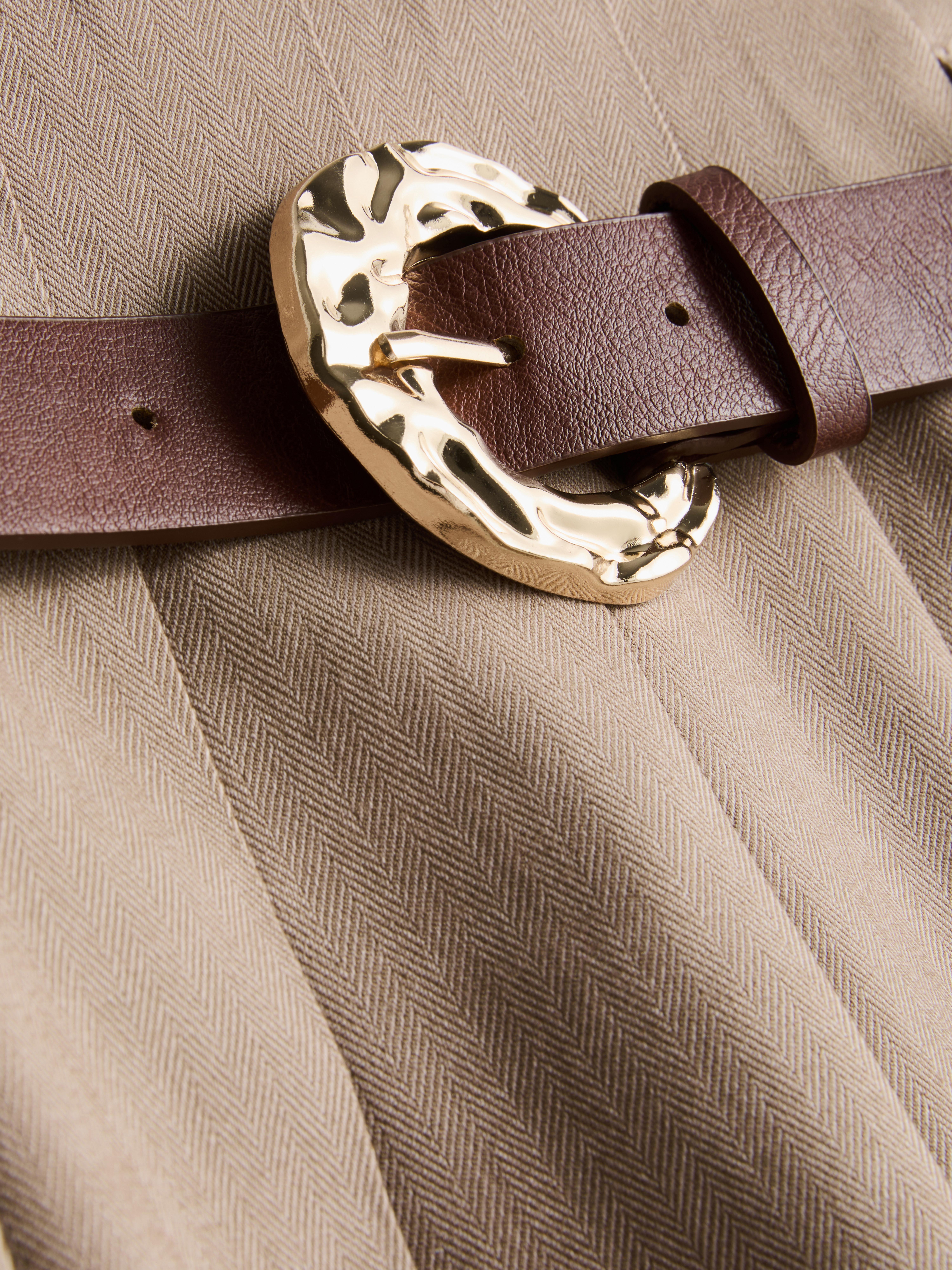 Pleated Belted Mini Skirt