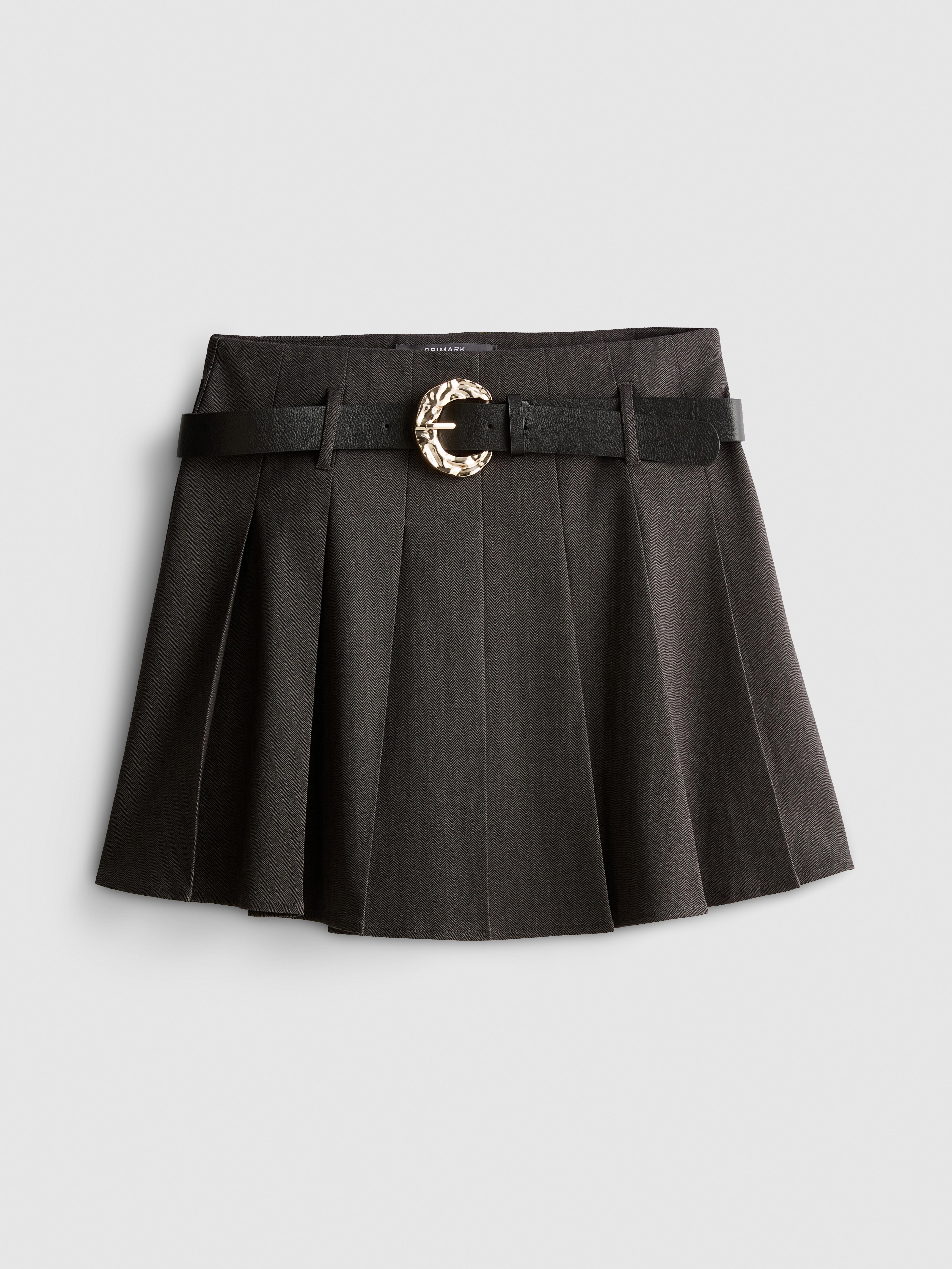 Pleated Belted Mini Skirt