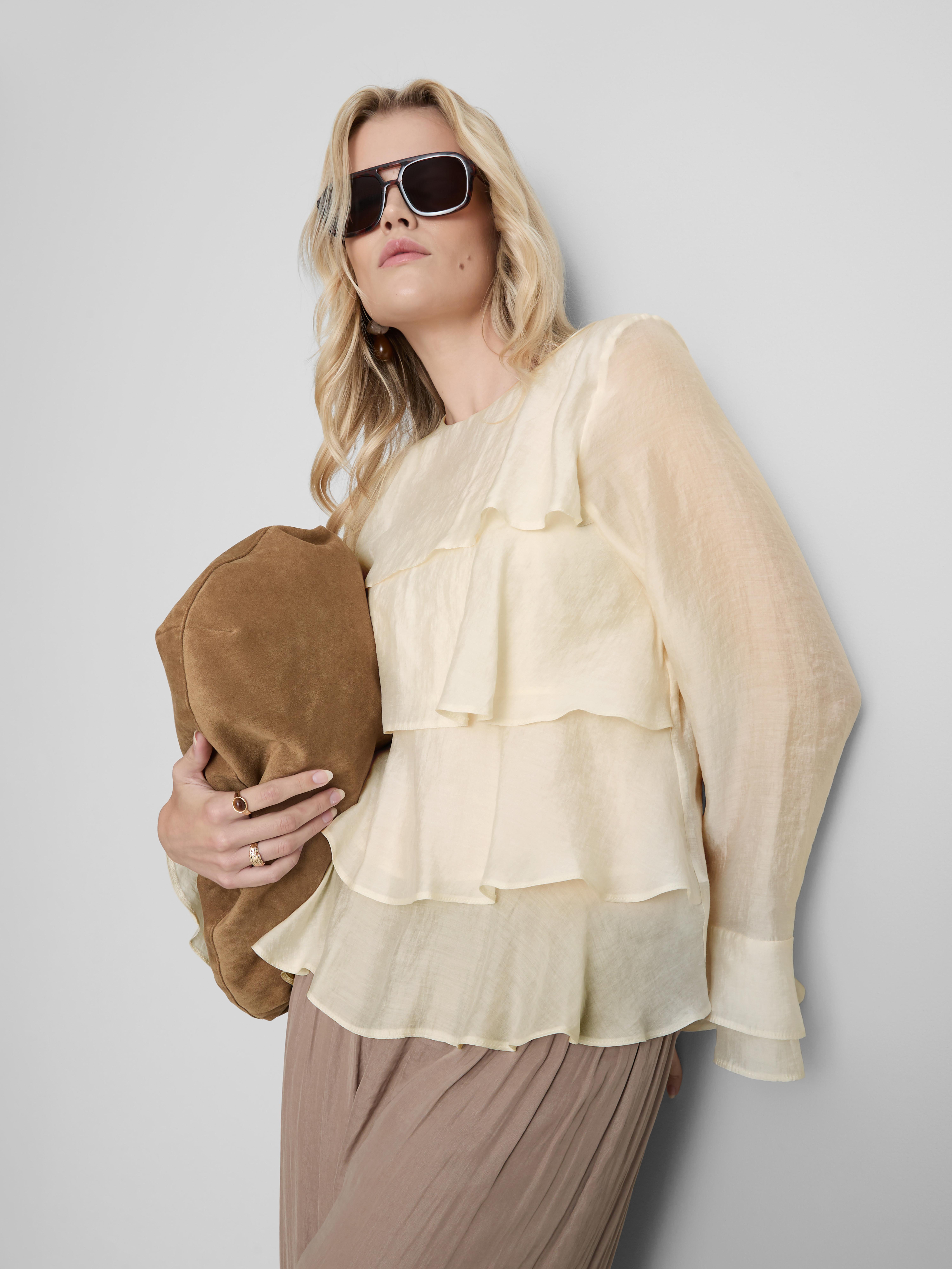 Tiered Long-Sleeve Blouse