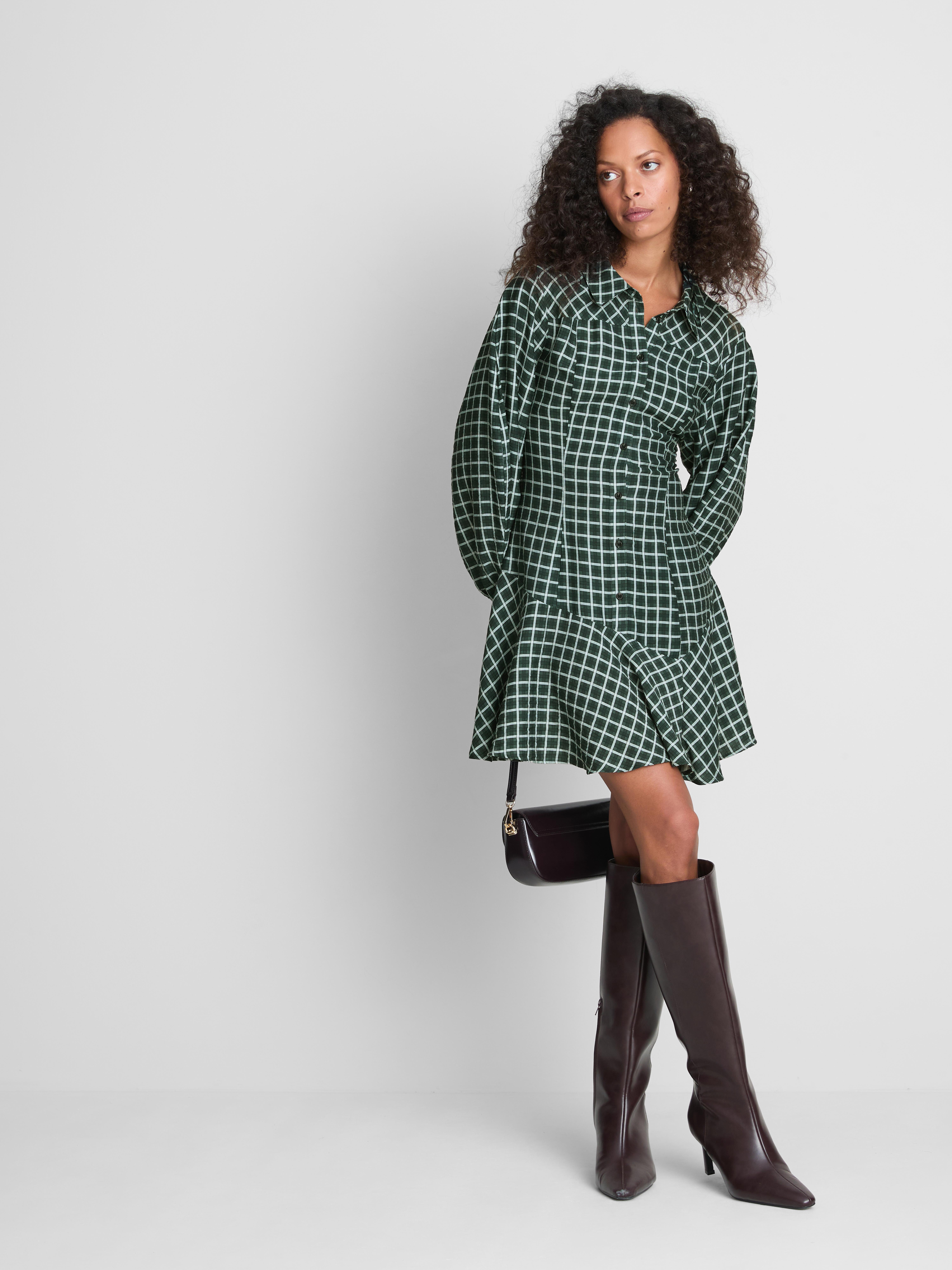 Paula Echevarría Check Asymmetric Shirt Dress