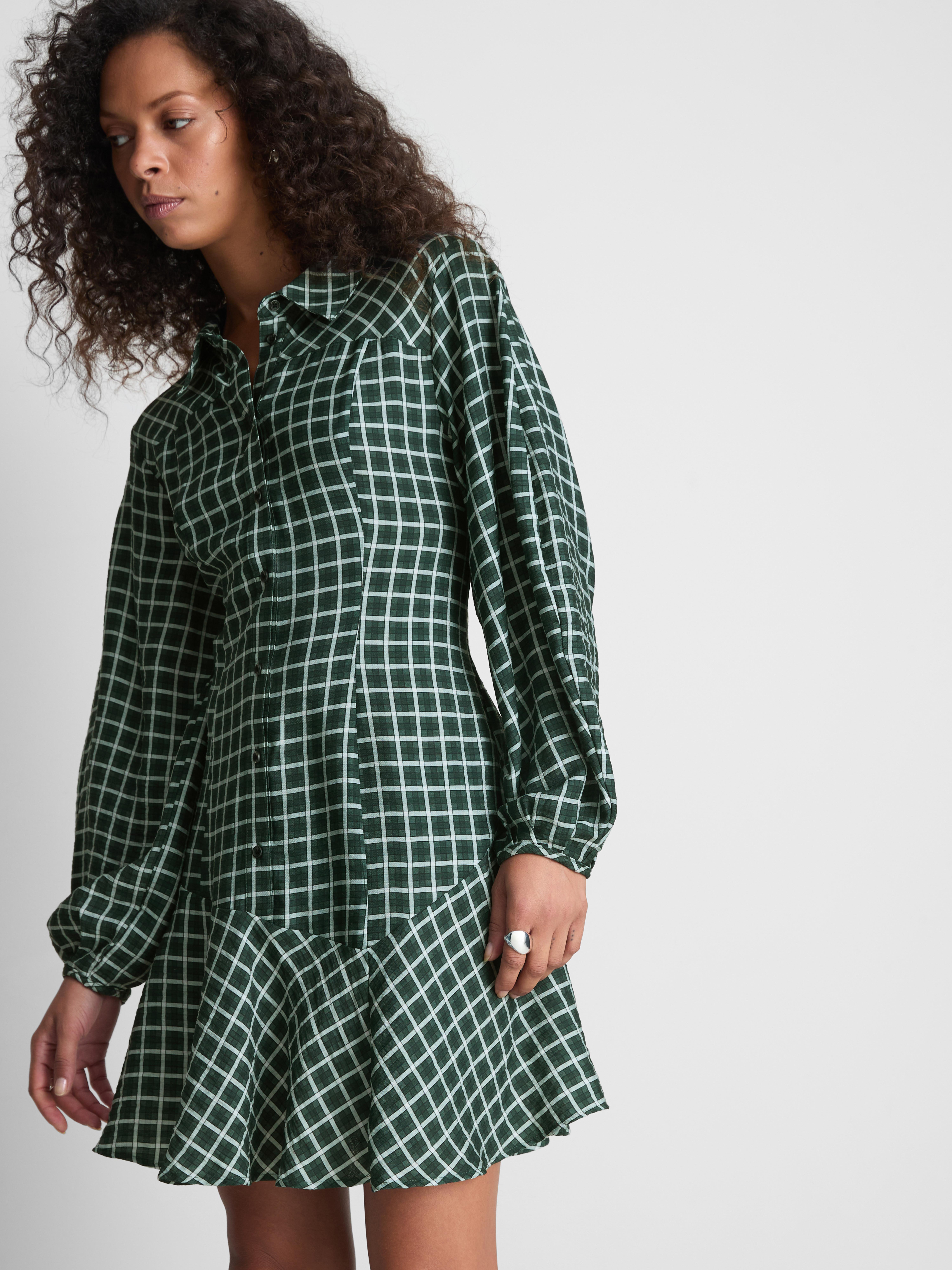 Paula Echevarría Check Asymmetric Shirt Dress
