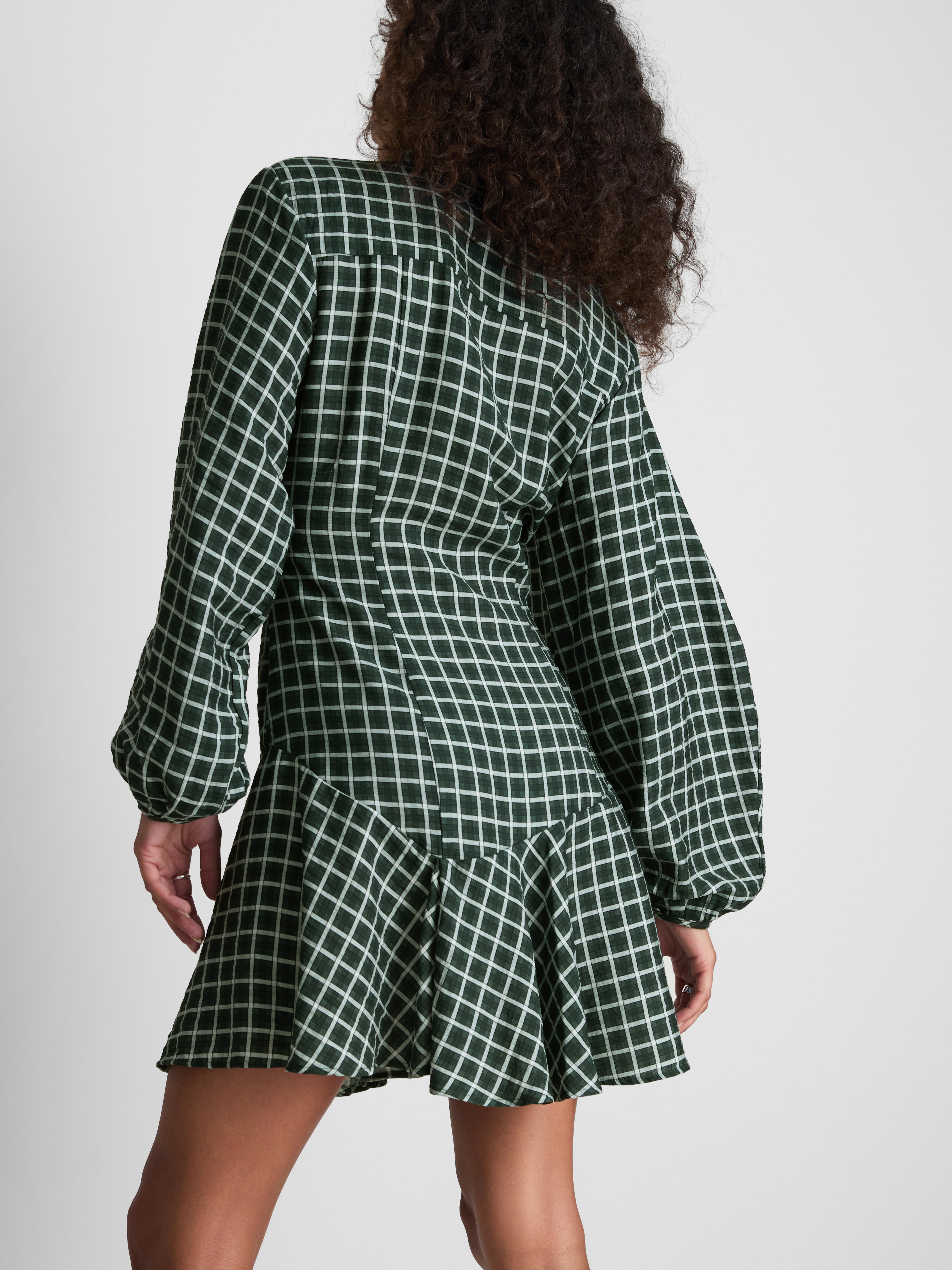 Paula Echevarría Check Asymmetric Shirt Dress