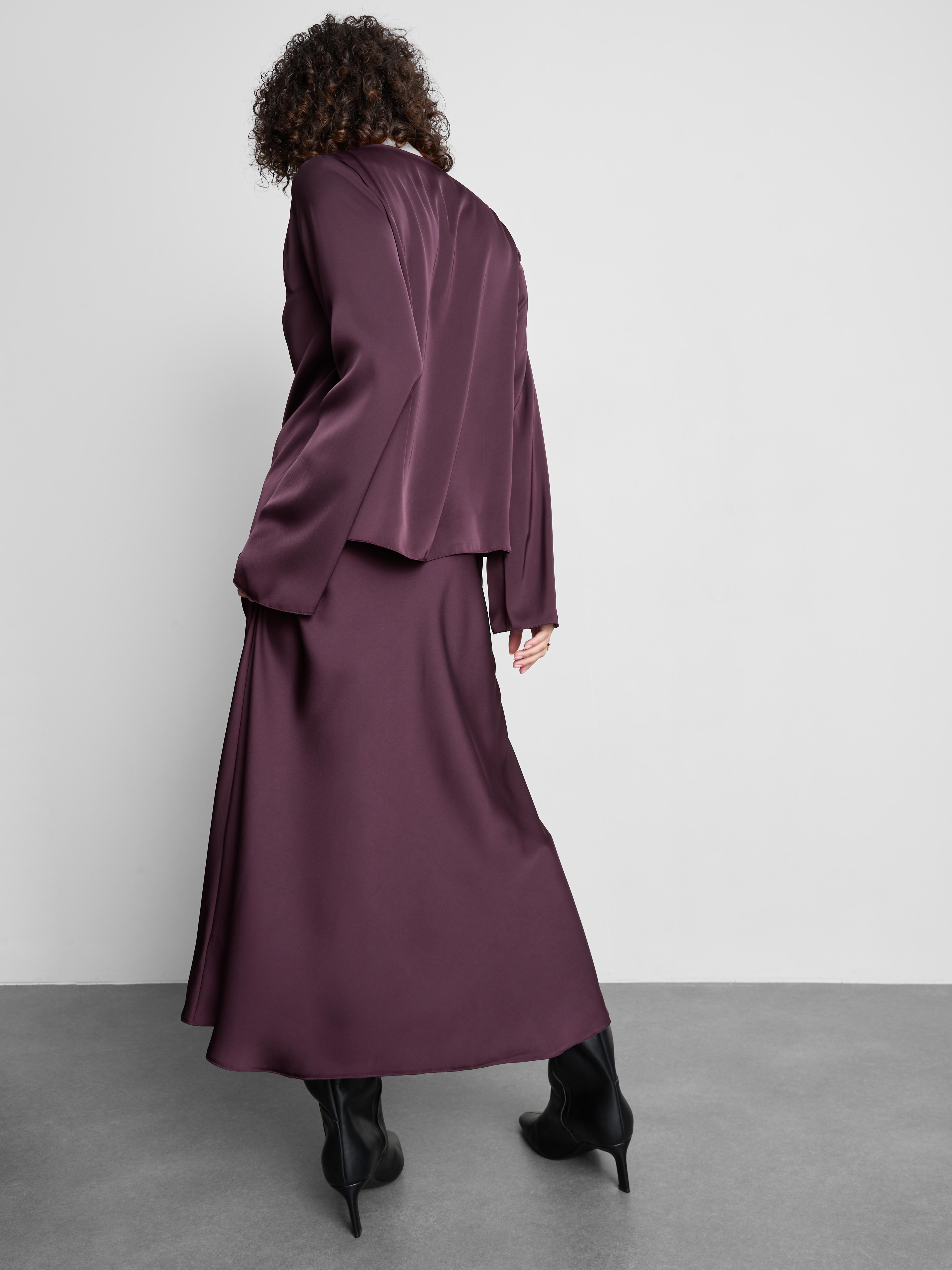Cowl Neck Draped Satin Blouse