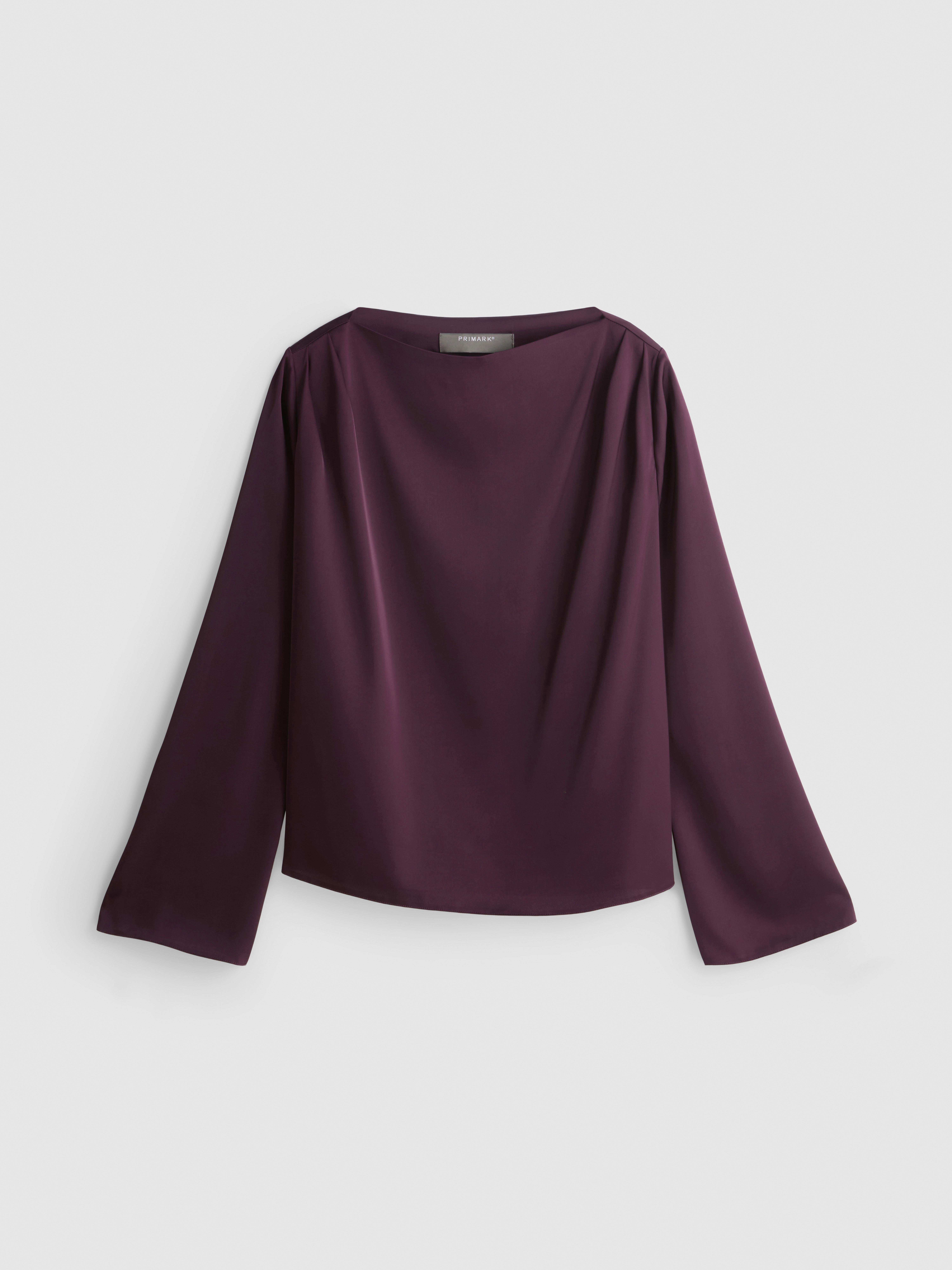 Cowl Neck Draped Satin Blouse