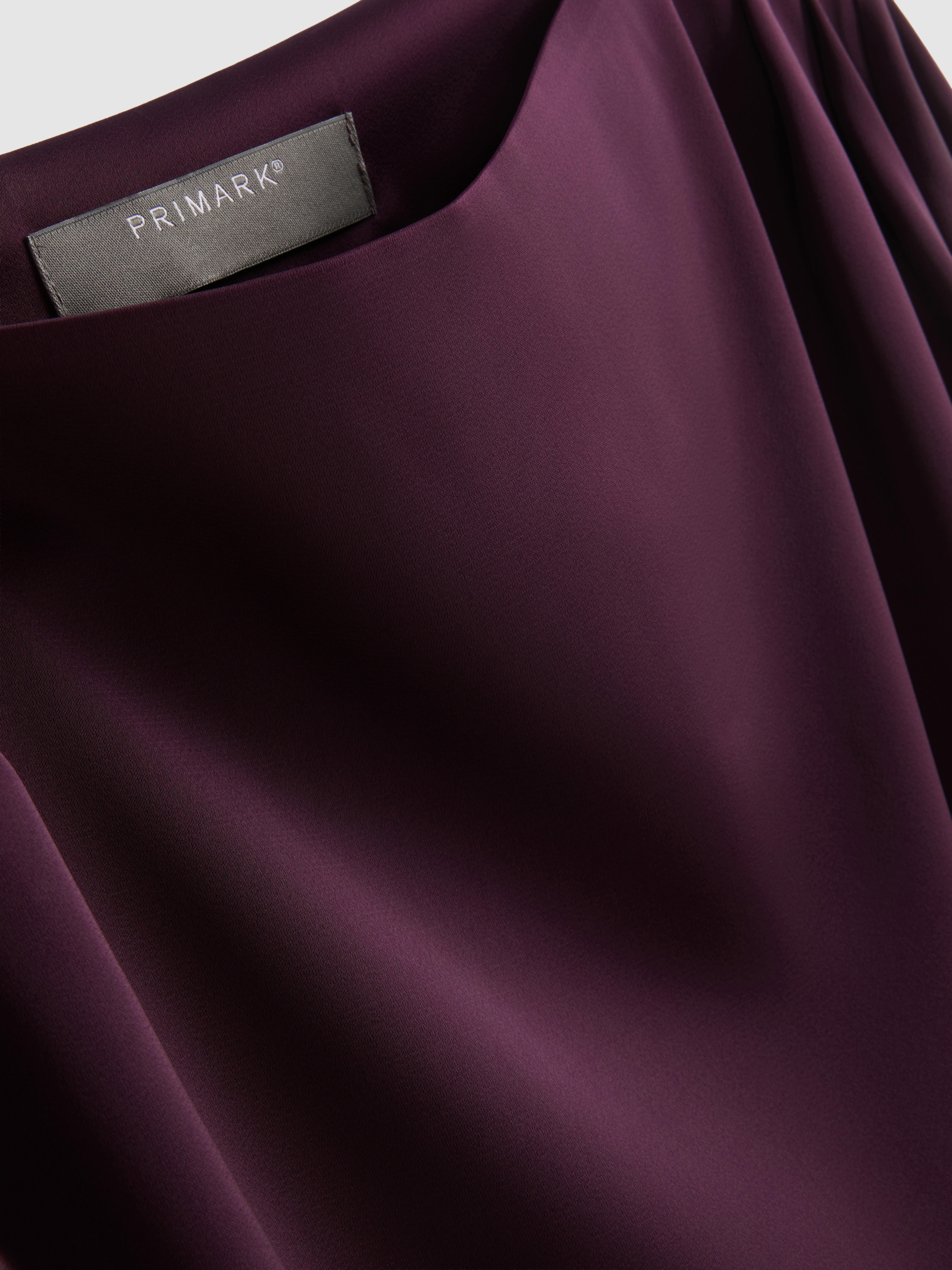 Cowl Neck Draped Satin Blouse