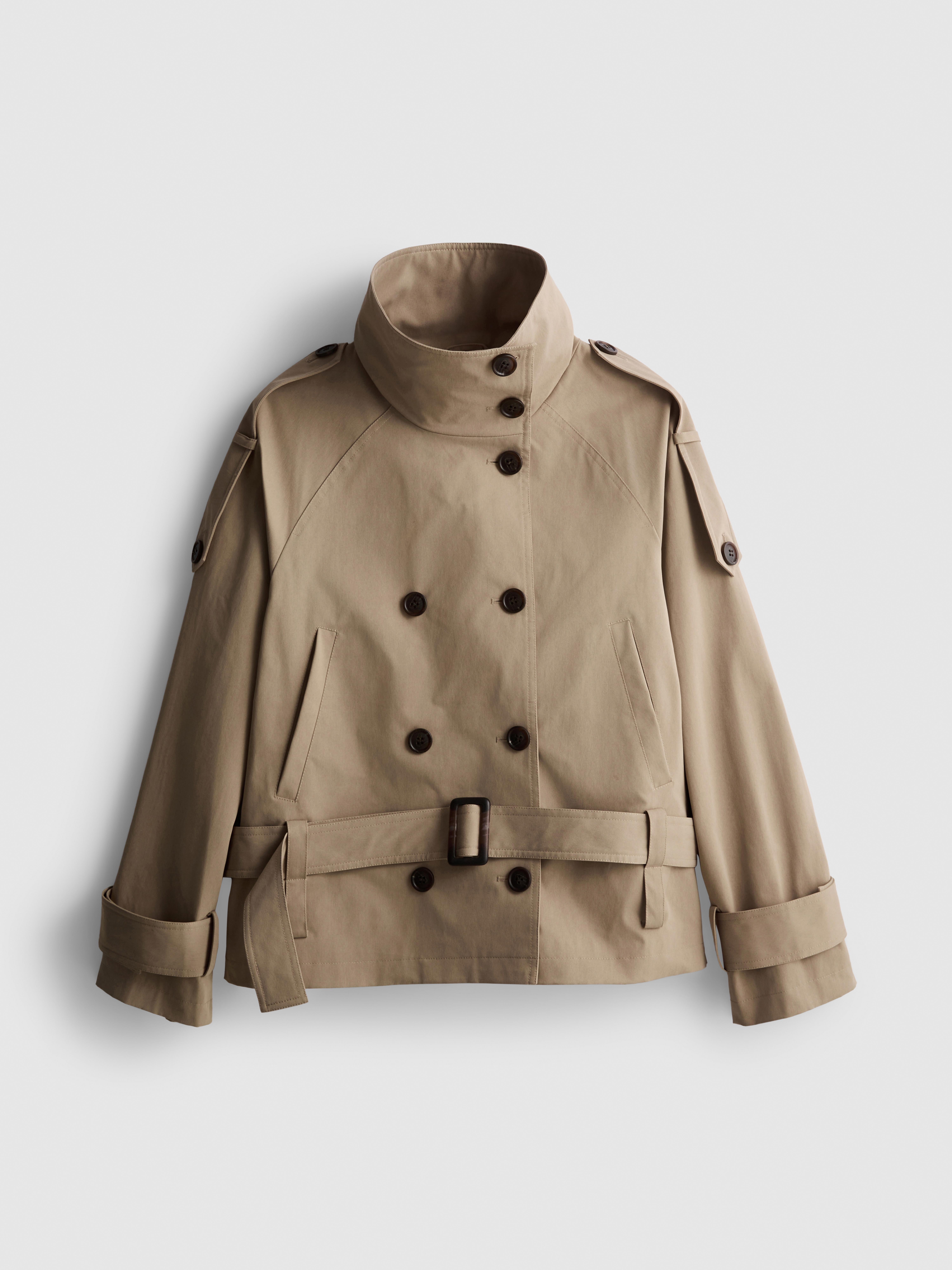 Paula Echevarría Belted Funnel Neck Raincoat