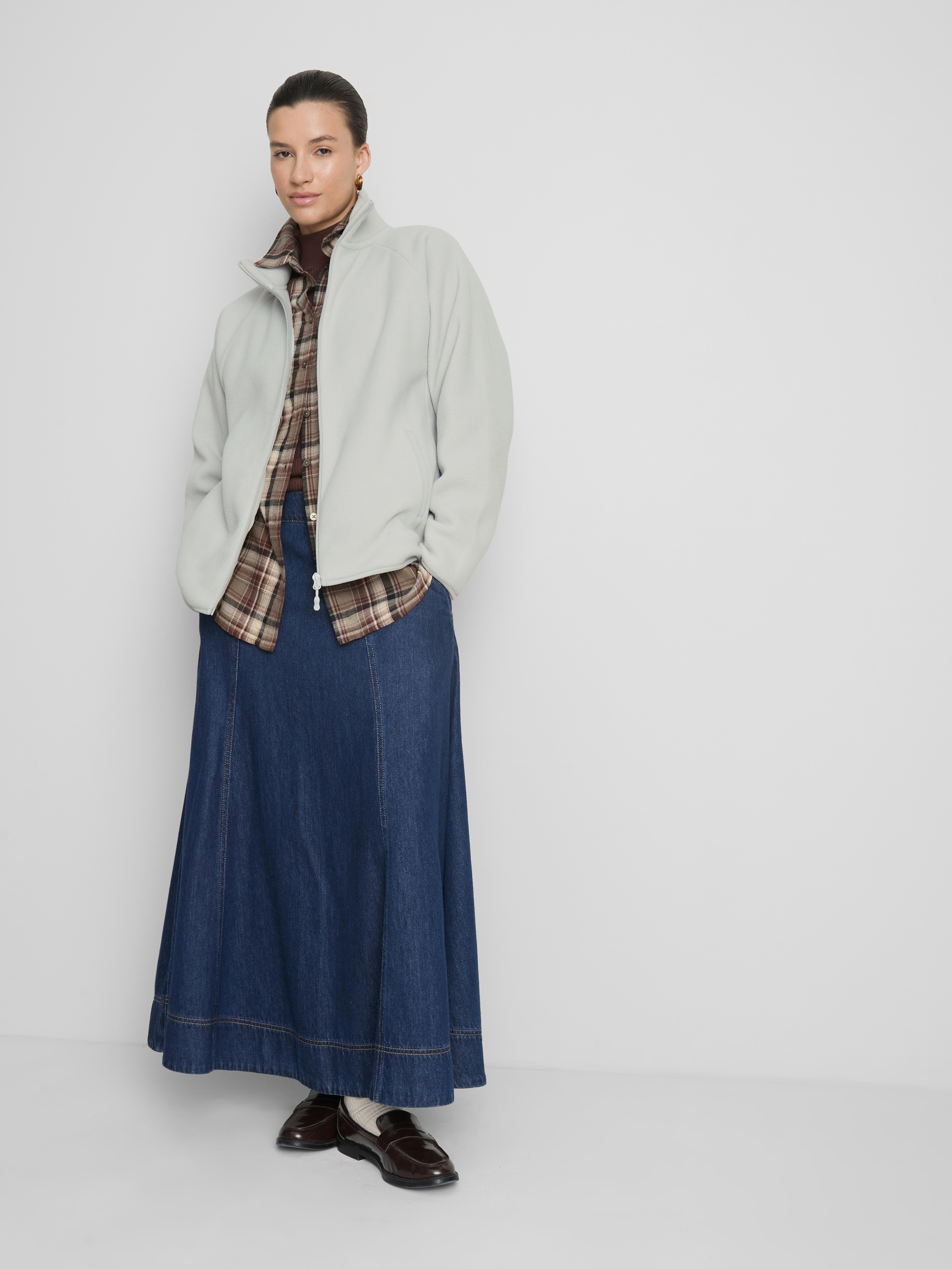 Fleece met rits en opstaande kraag