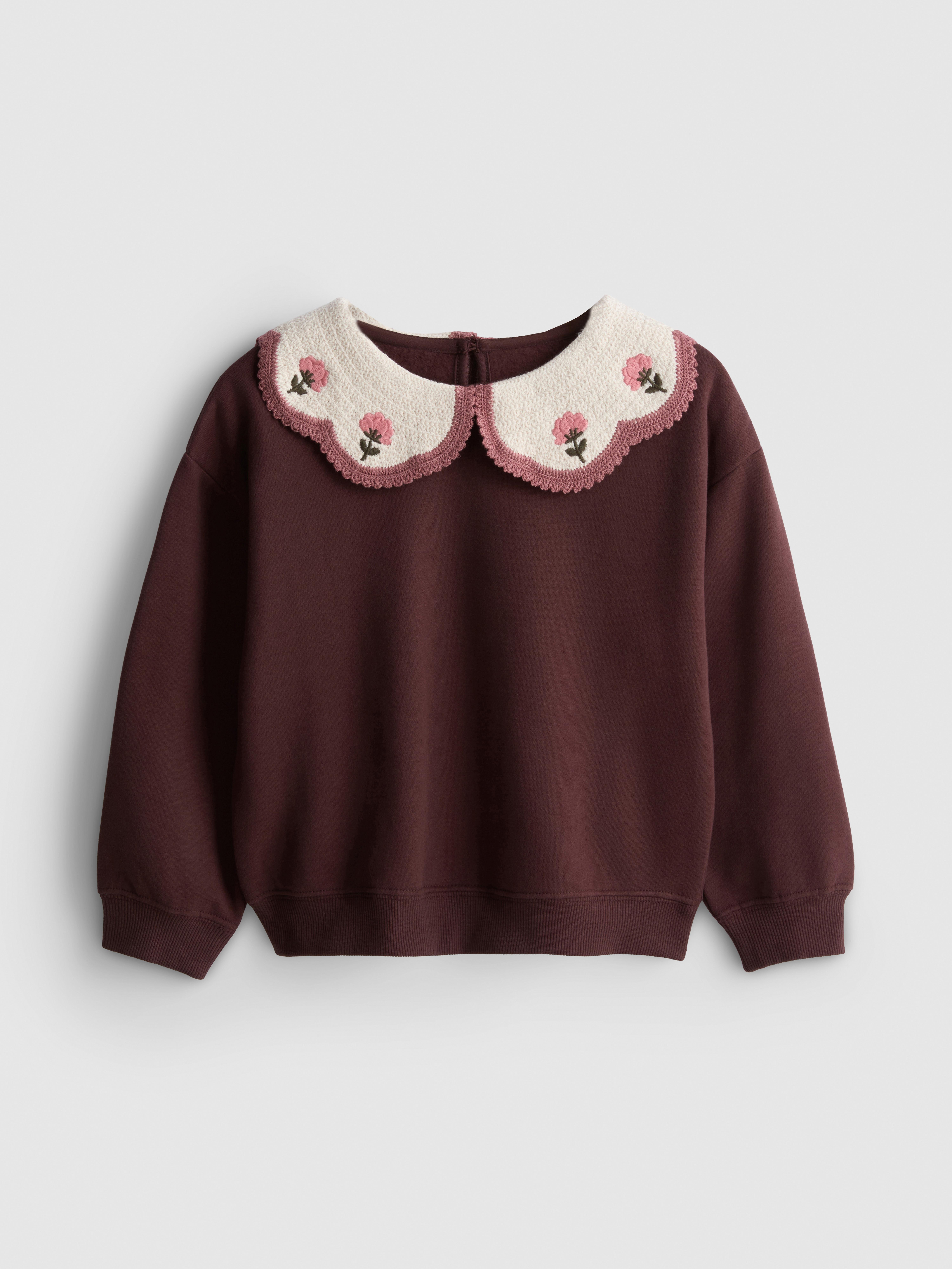 1-9yrs | Crochet Collared Sweatshirt
