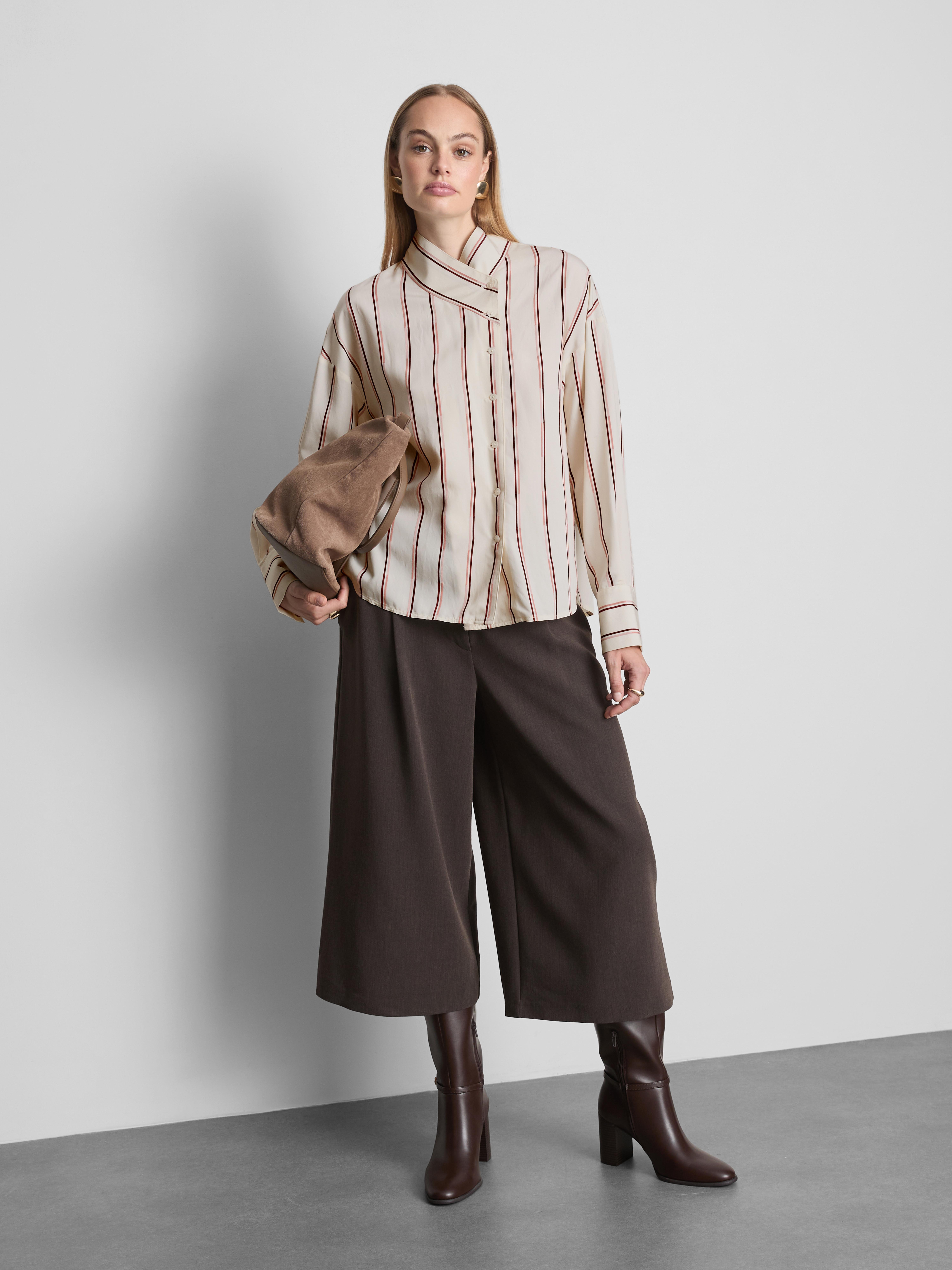 The Edit Asymmetrical Collar Striped Shirt