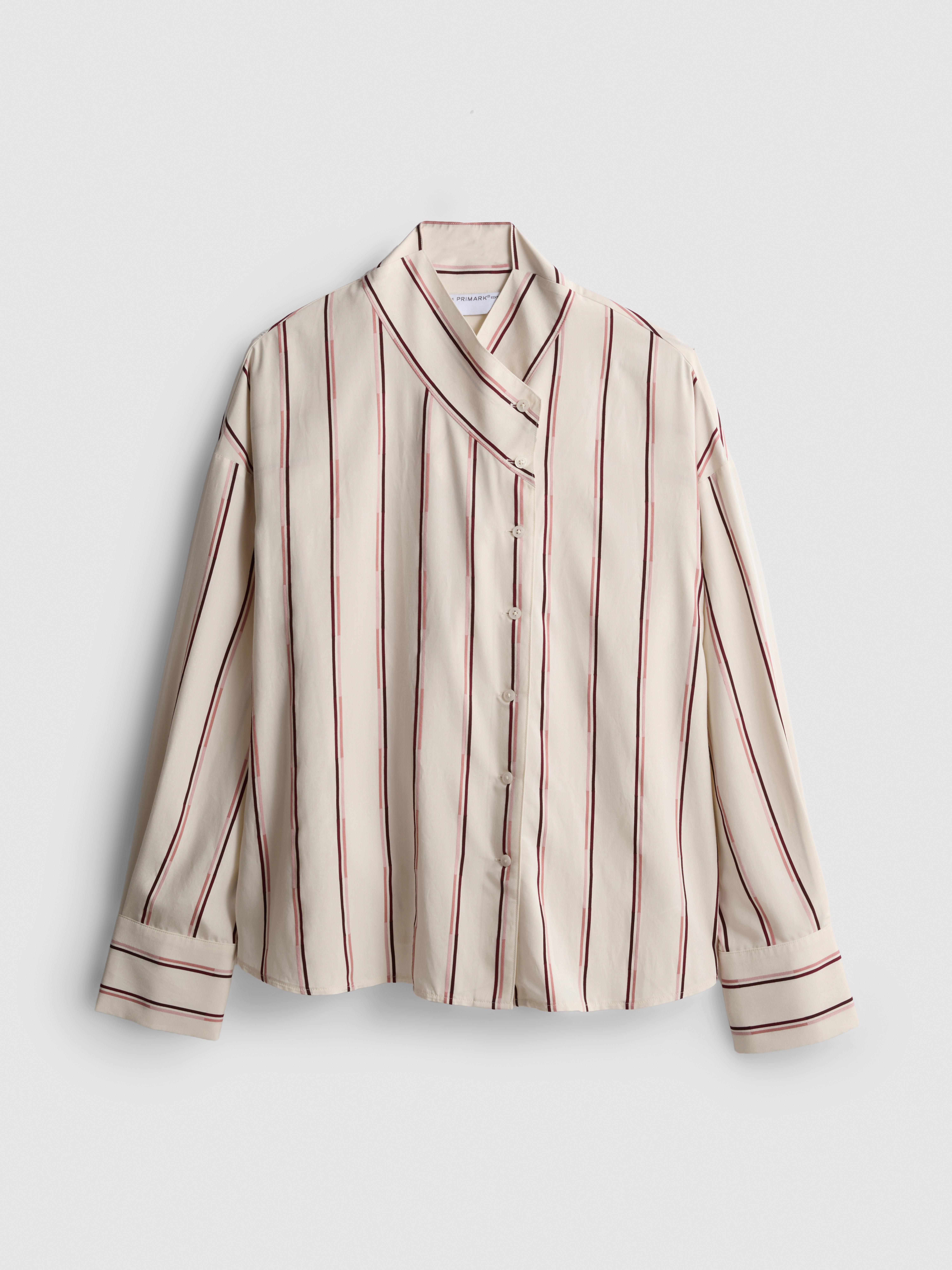 The Edit Asymmetrical Collar Striped Shirt