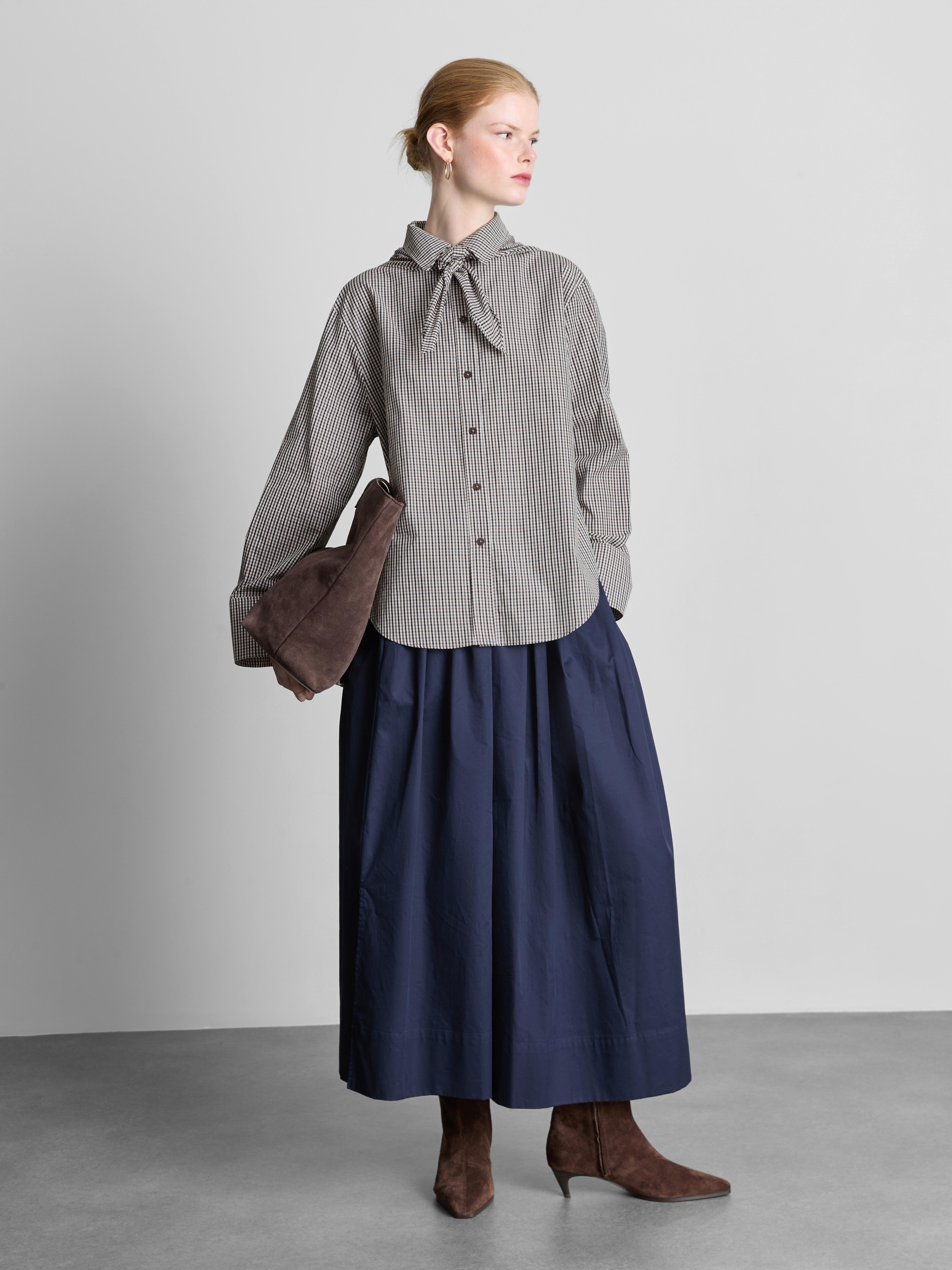 The Edit Cotton Check Tie Detail Shirt