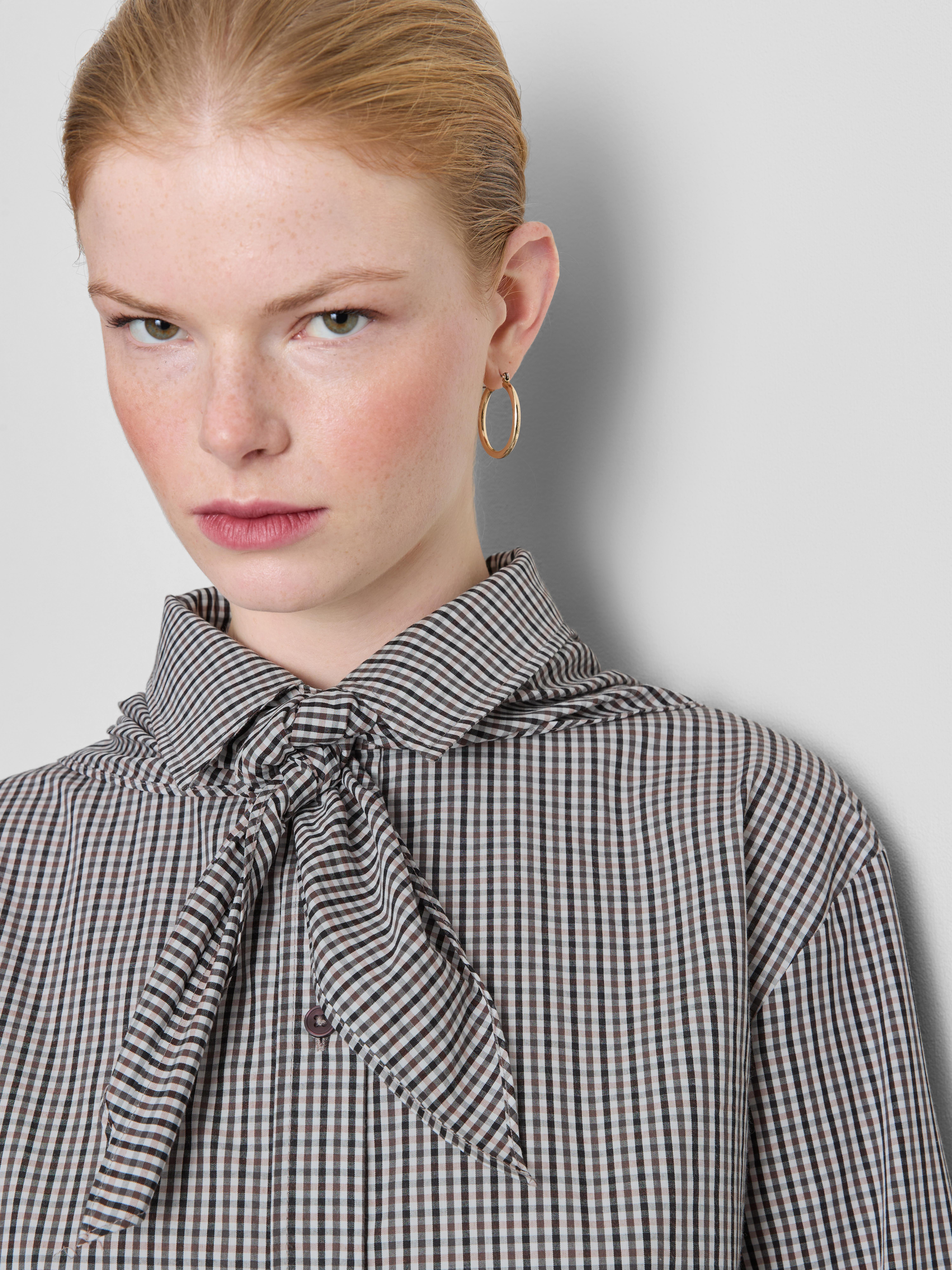 The Edit Cotton Check Tie Detail Shirt