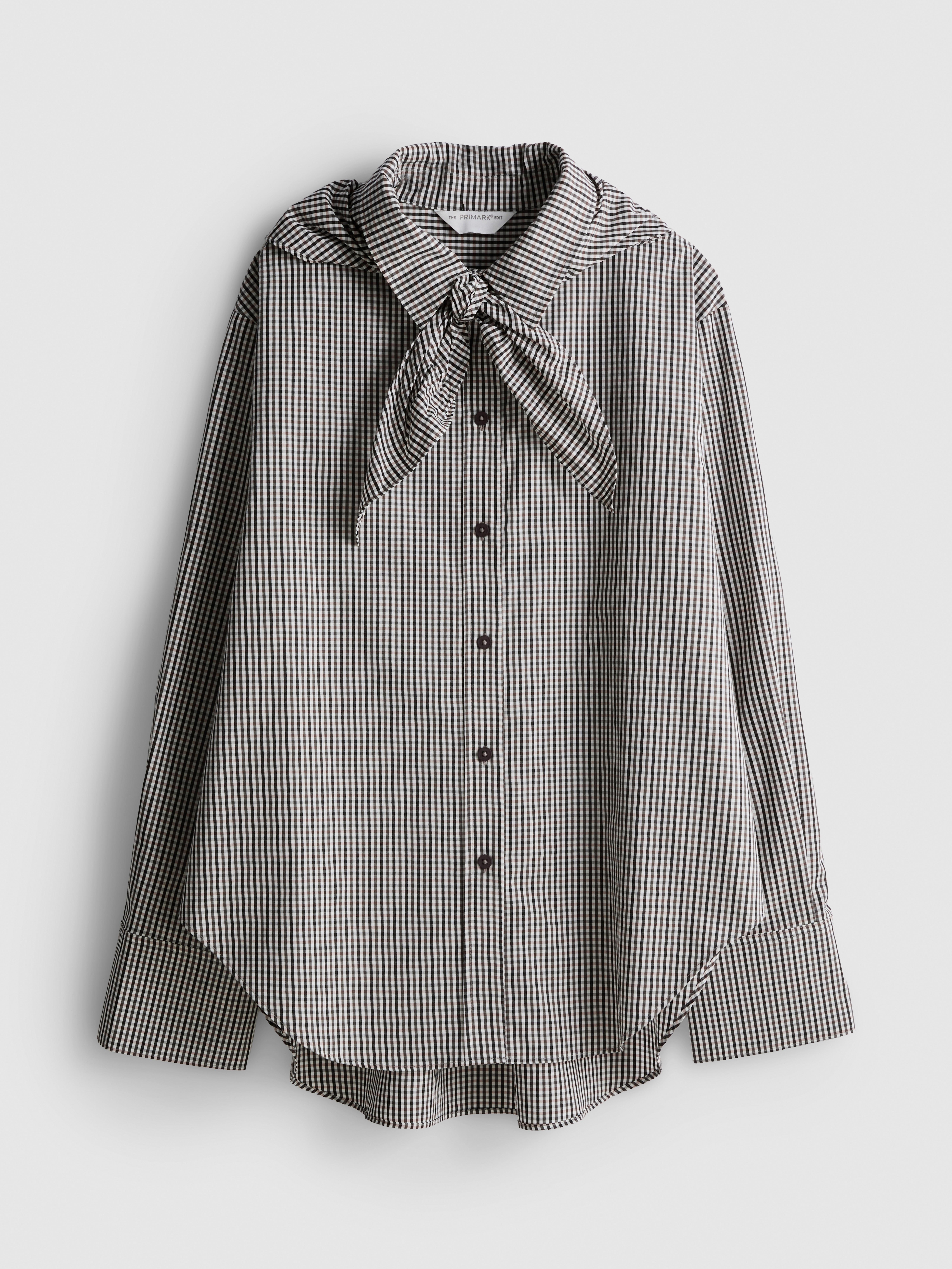 The Edit Cotton Check Tie Detail Shirt