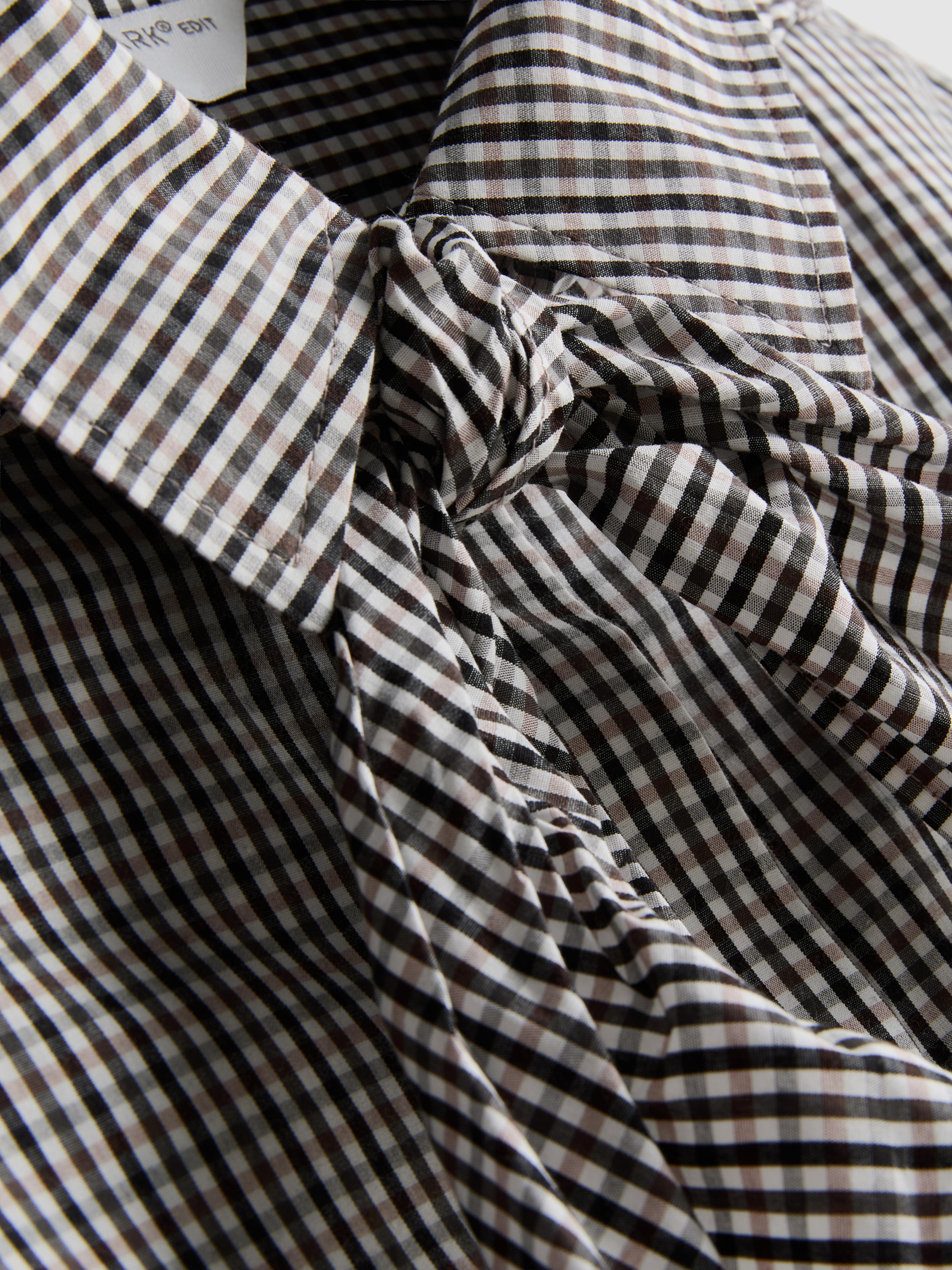 The Edit Cotton Check Tie Detail Shirt