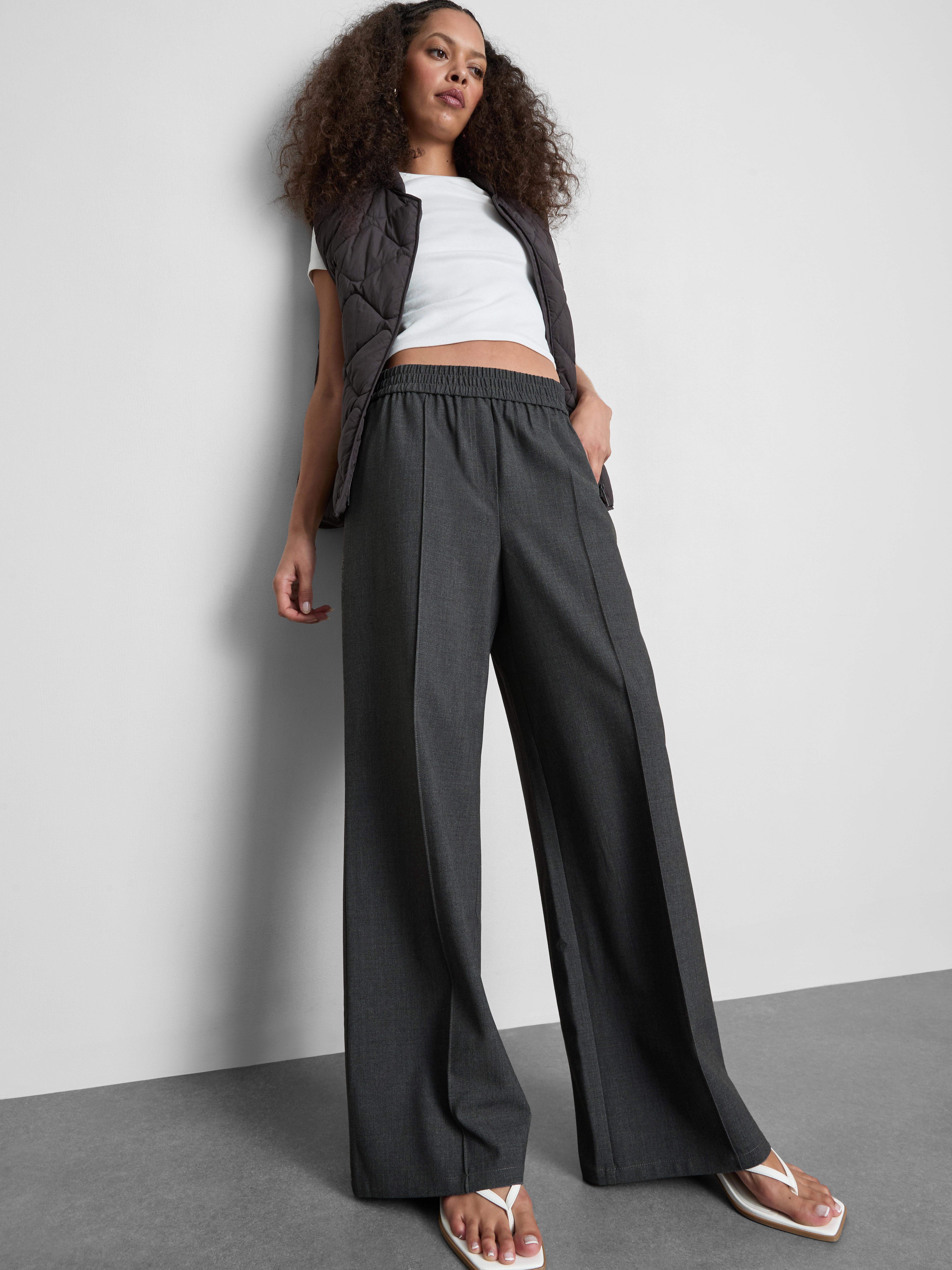 Smart Wide Leg Joggers Charcoal Marl