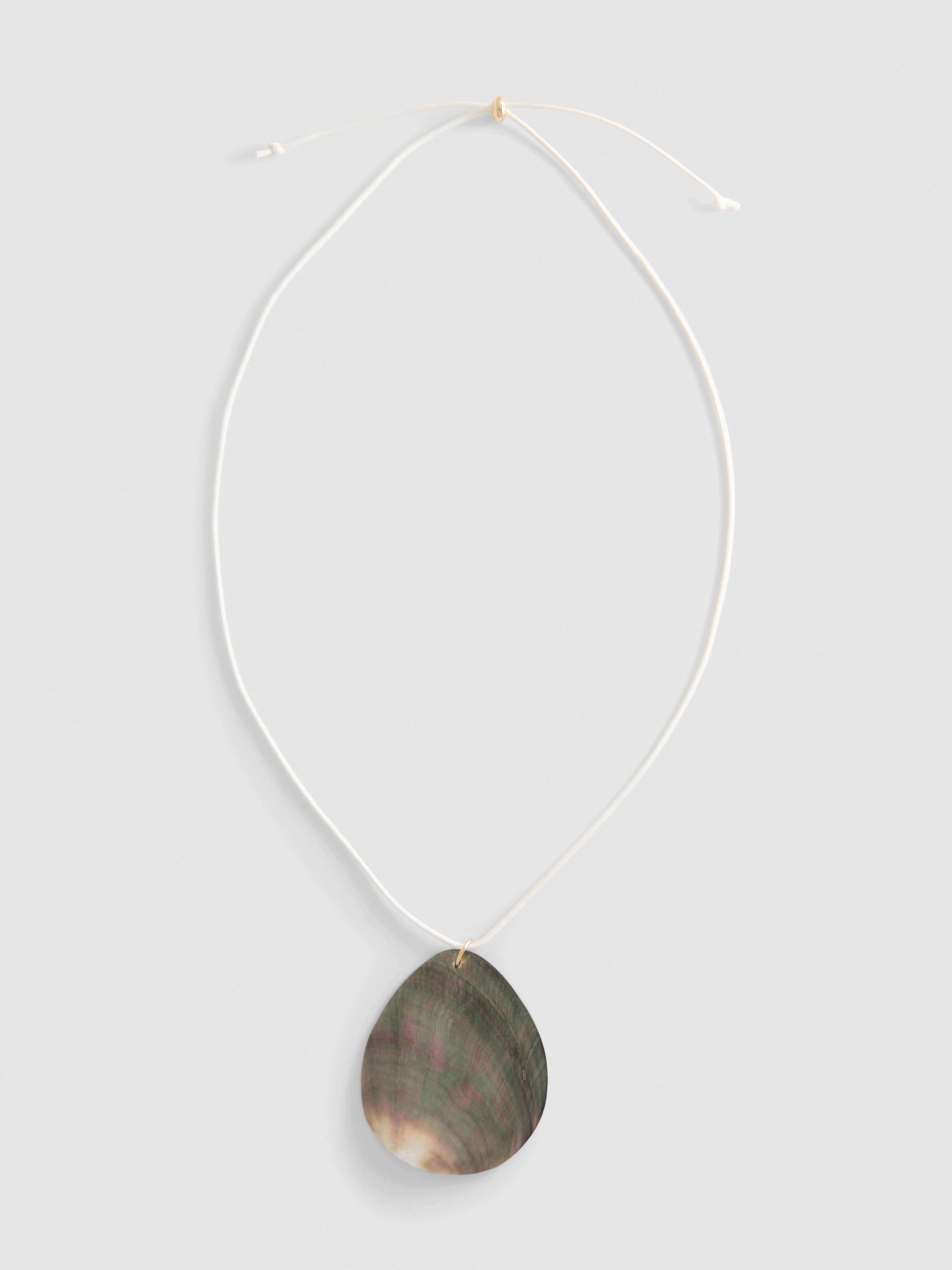 Iridescent Shell-Look Pendant Necklace