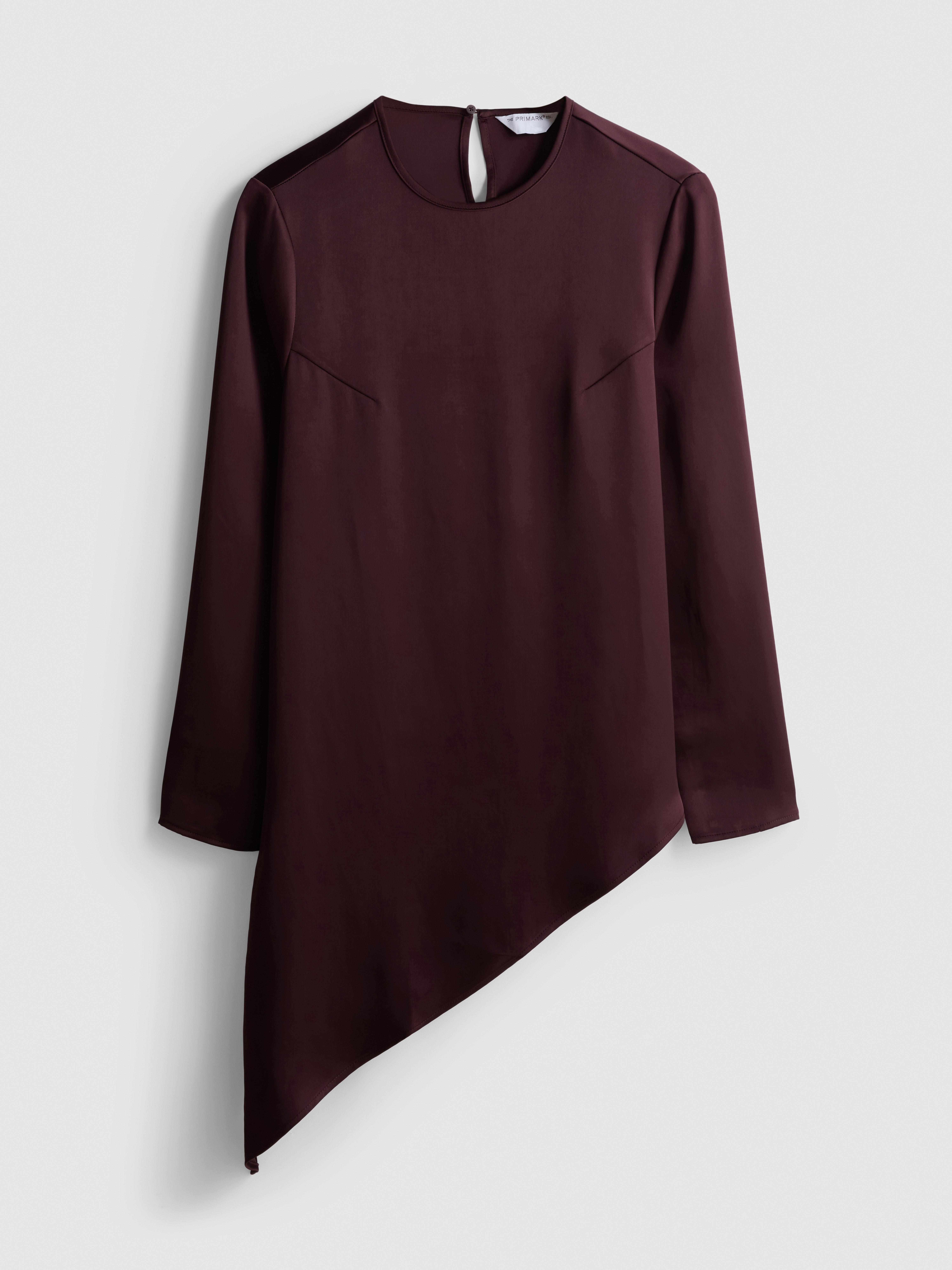 The Edit Satin Asymmetric Long Sleeve Top