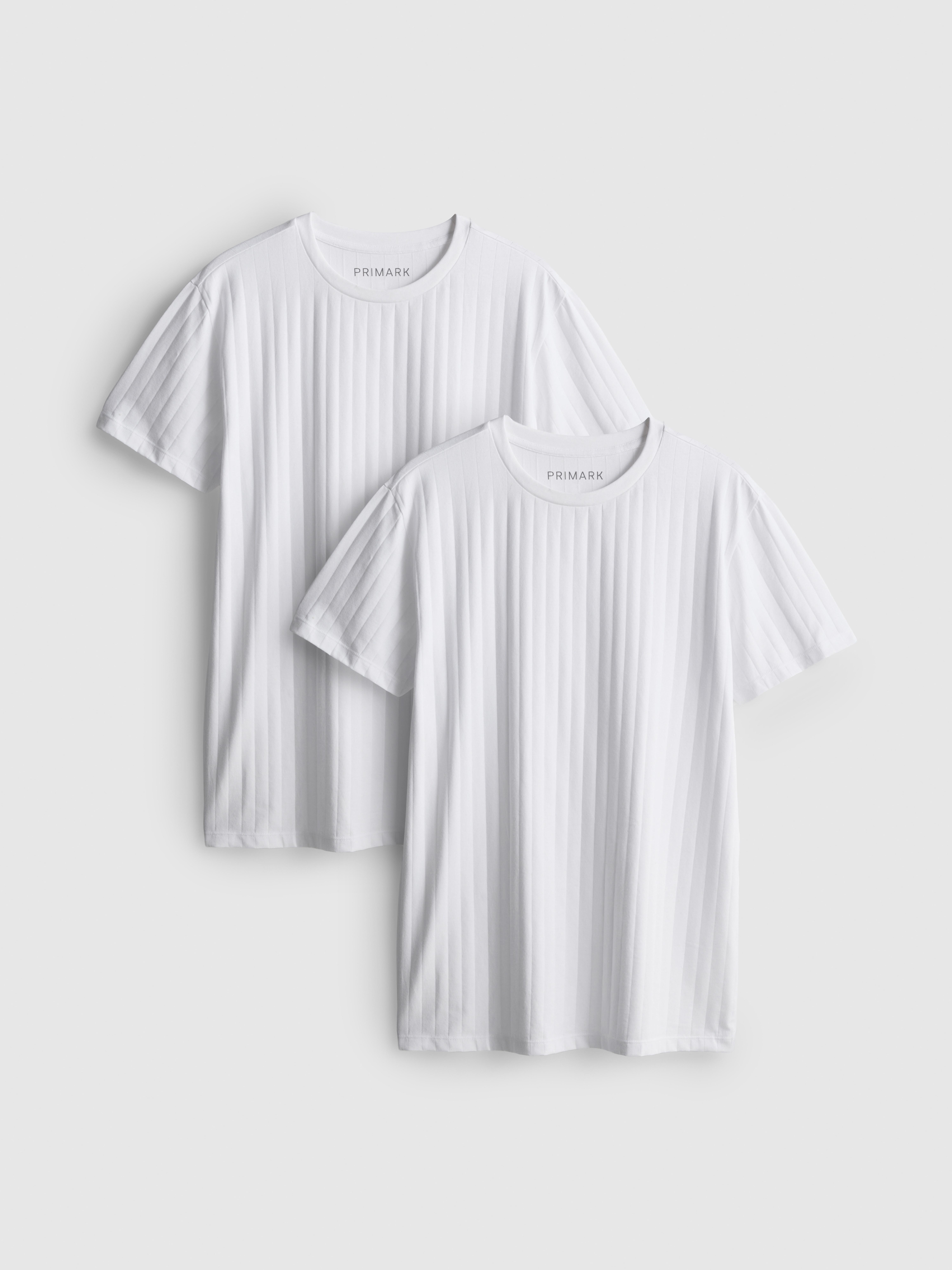 2pk Cotton Stretch Drop Stitch Slim Fit T-Shirts