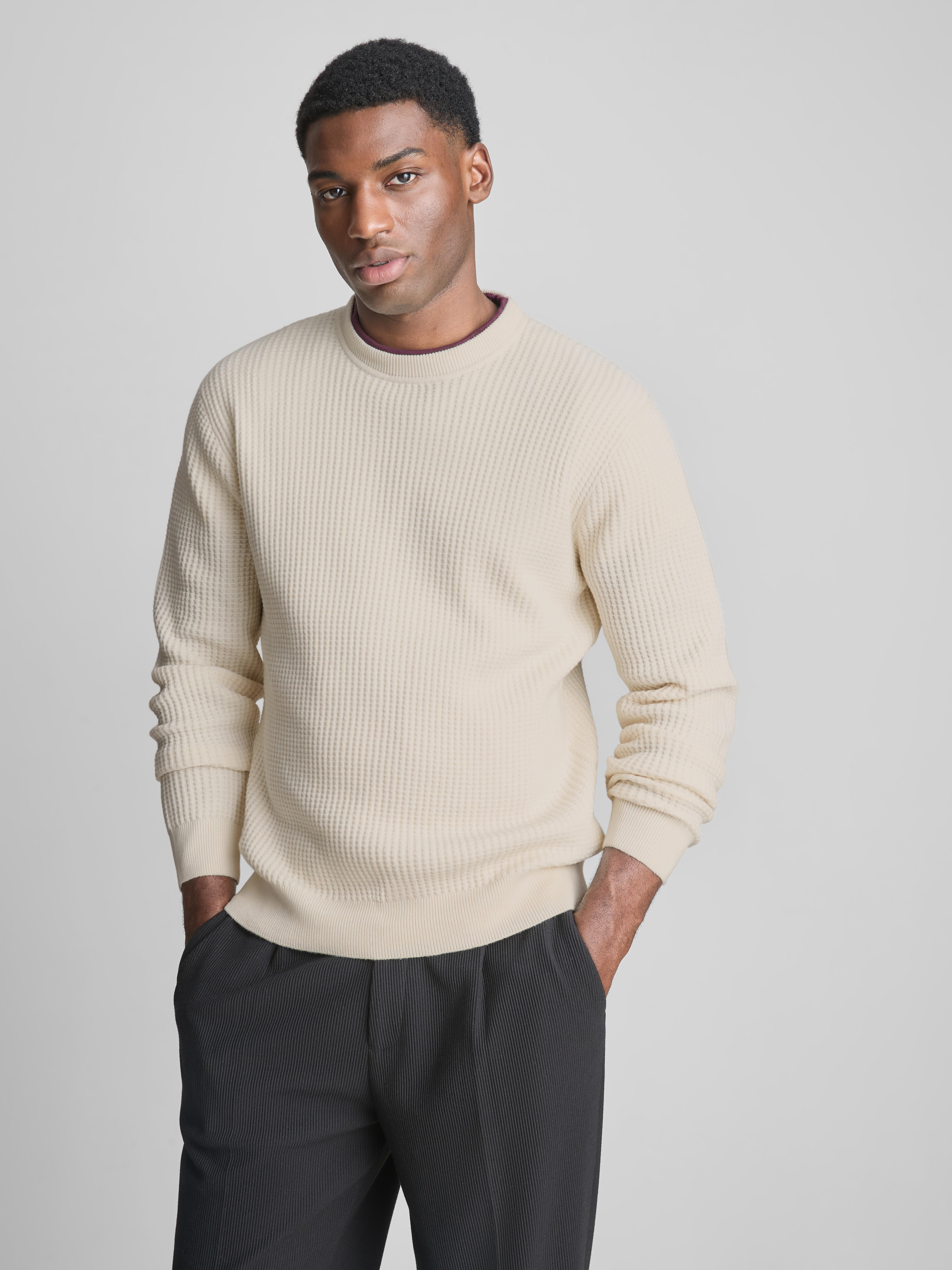 Textured Crew Neck Sweater
